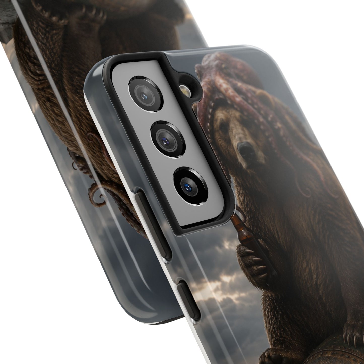 Tough Phone Case — Post‑Apocalyptic Bear with Octopus Helmet on Nuclear Bomb