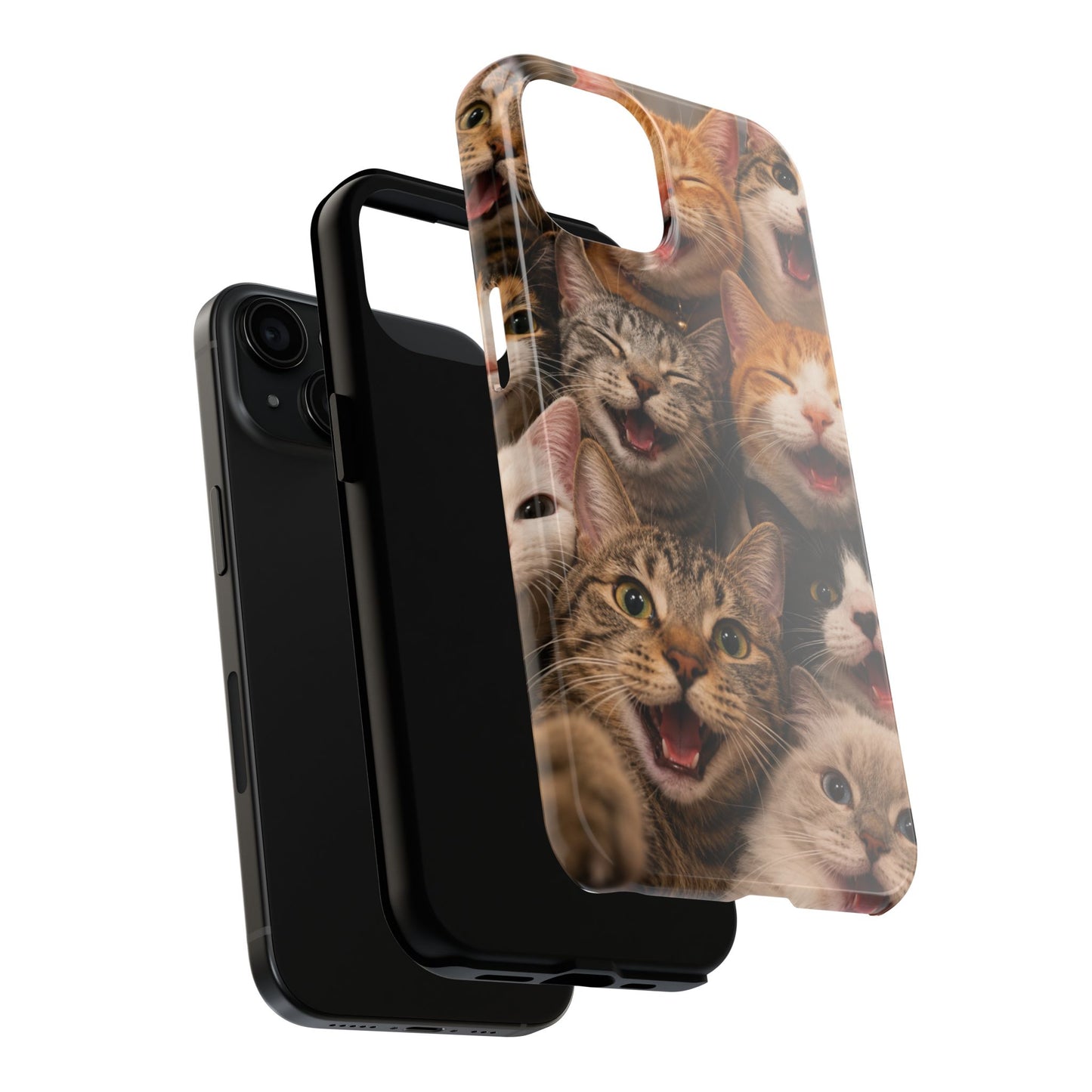 Tough Smiling Cats Collage Phone Case – Cute Cat Faces for iPhone