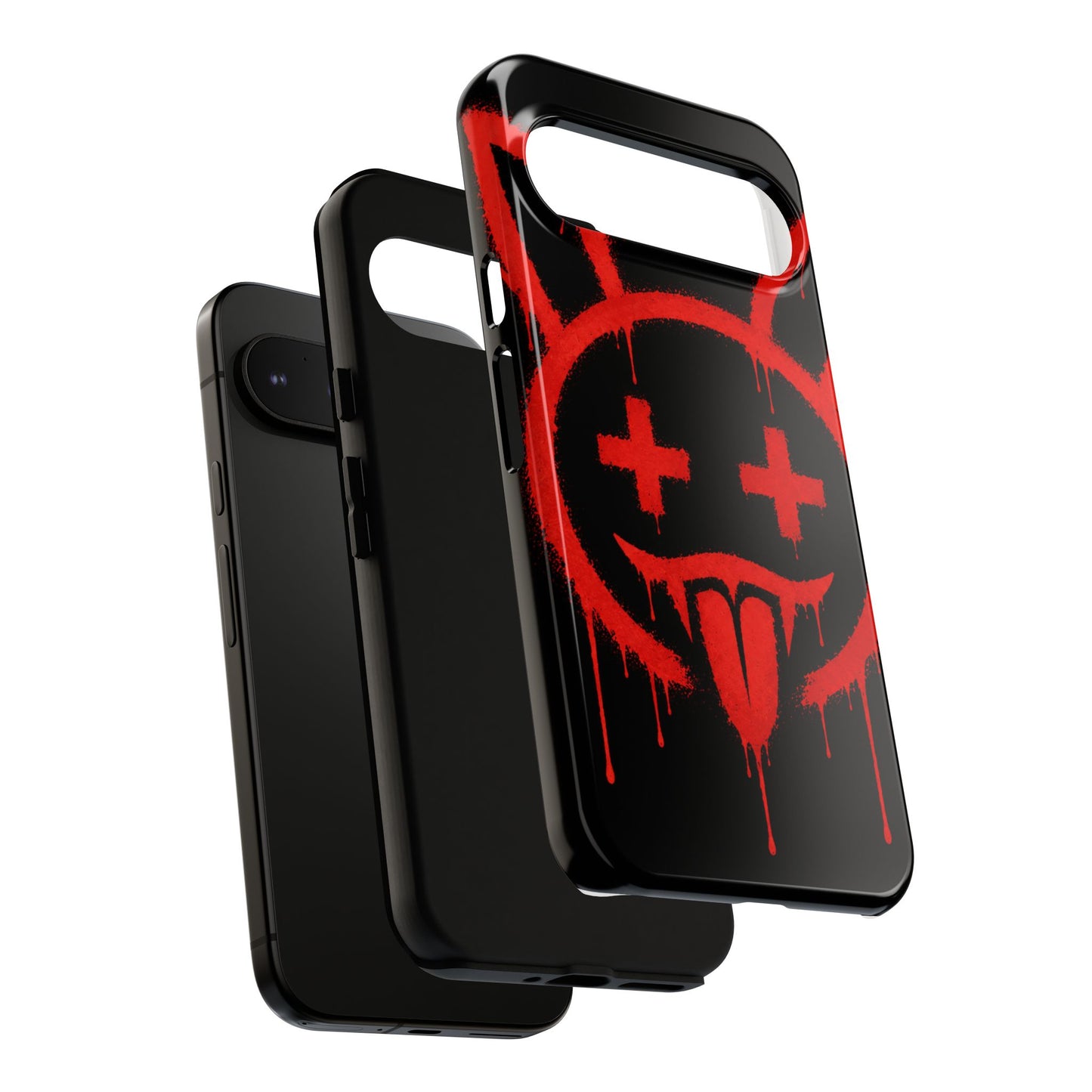 Phone Case - Metallic Souls Red Drip Smiley Graffiti Design