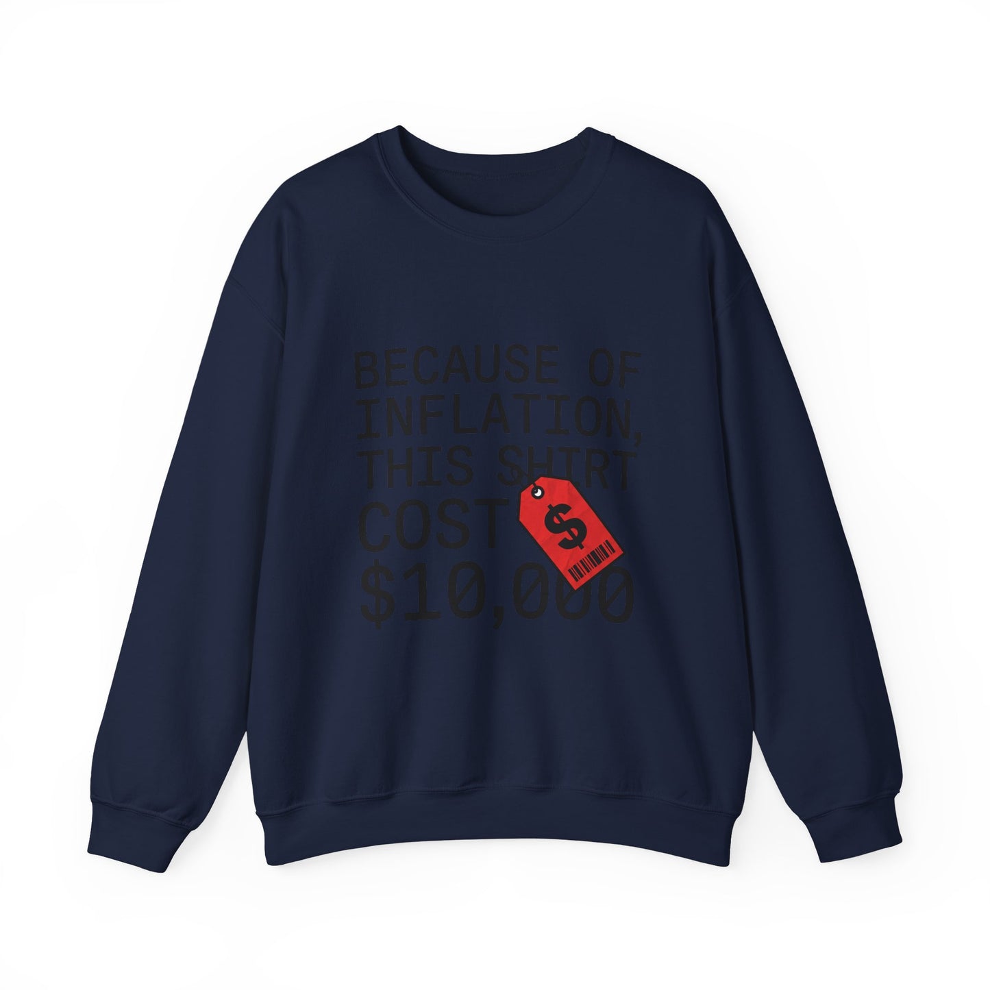 Ironic Money-Tag Text Sweatshirt | meme flex, streetwear satire