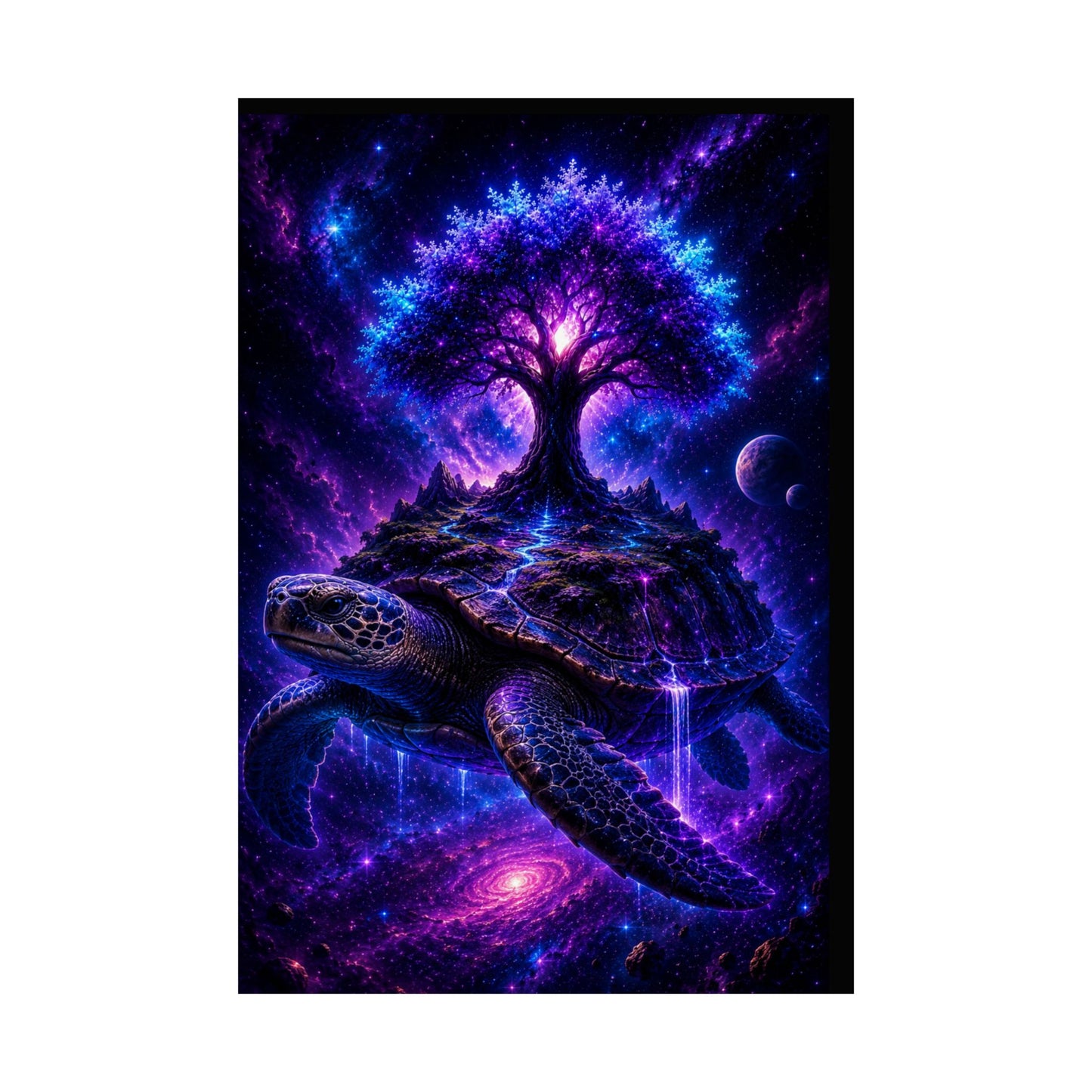 Cosmic Turtle Poster — Mystic Tree on Turtle Shell Matte Vertical Wall Art