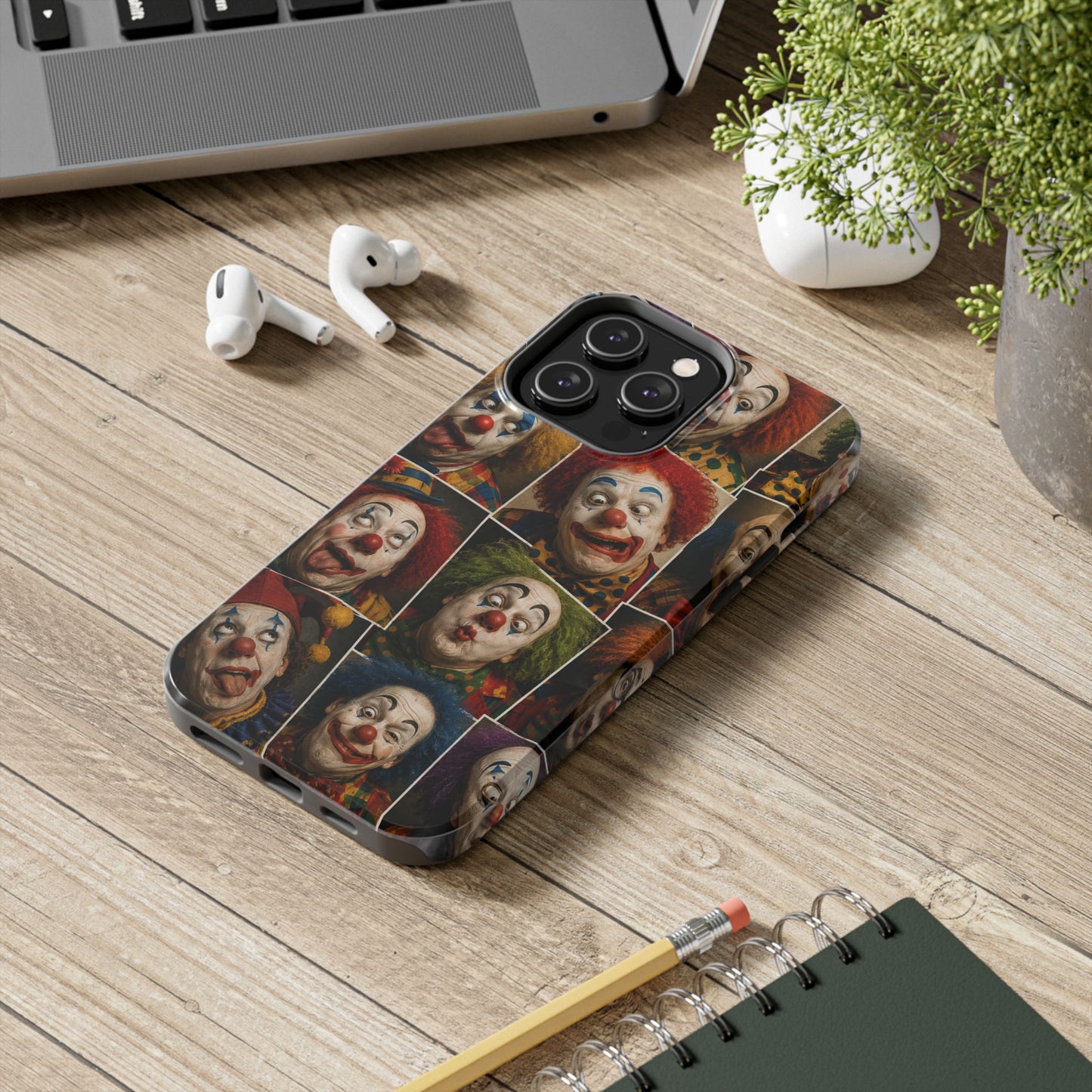 Clown Collage Tough Phone Case — Retro Carnival Horror Pattern