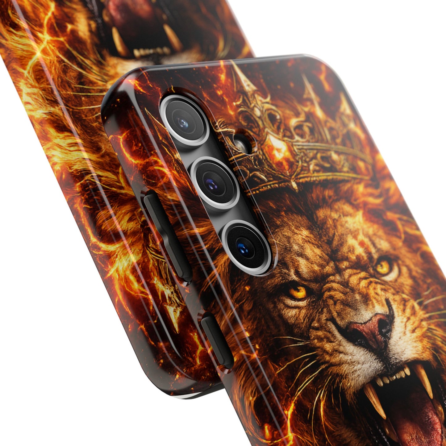 Fiery Lion King Tough Phone Case — Protective iPhone Case with Roaring Crown Design