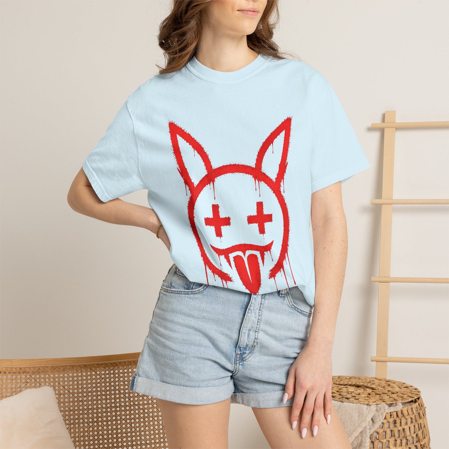 Metallic Souls Graffiti Bunny Heavyweight Streetwear T-Shirt