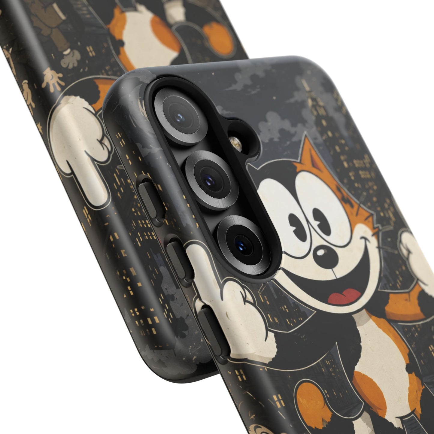 Vintage Cartoon Cat Phone Case — Edgy Felix-Style Illustration