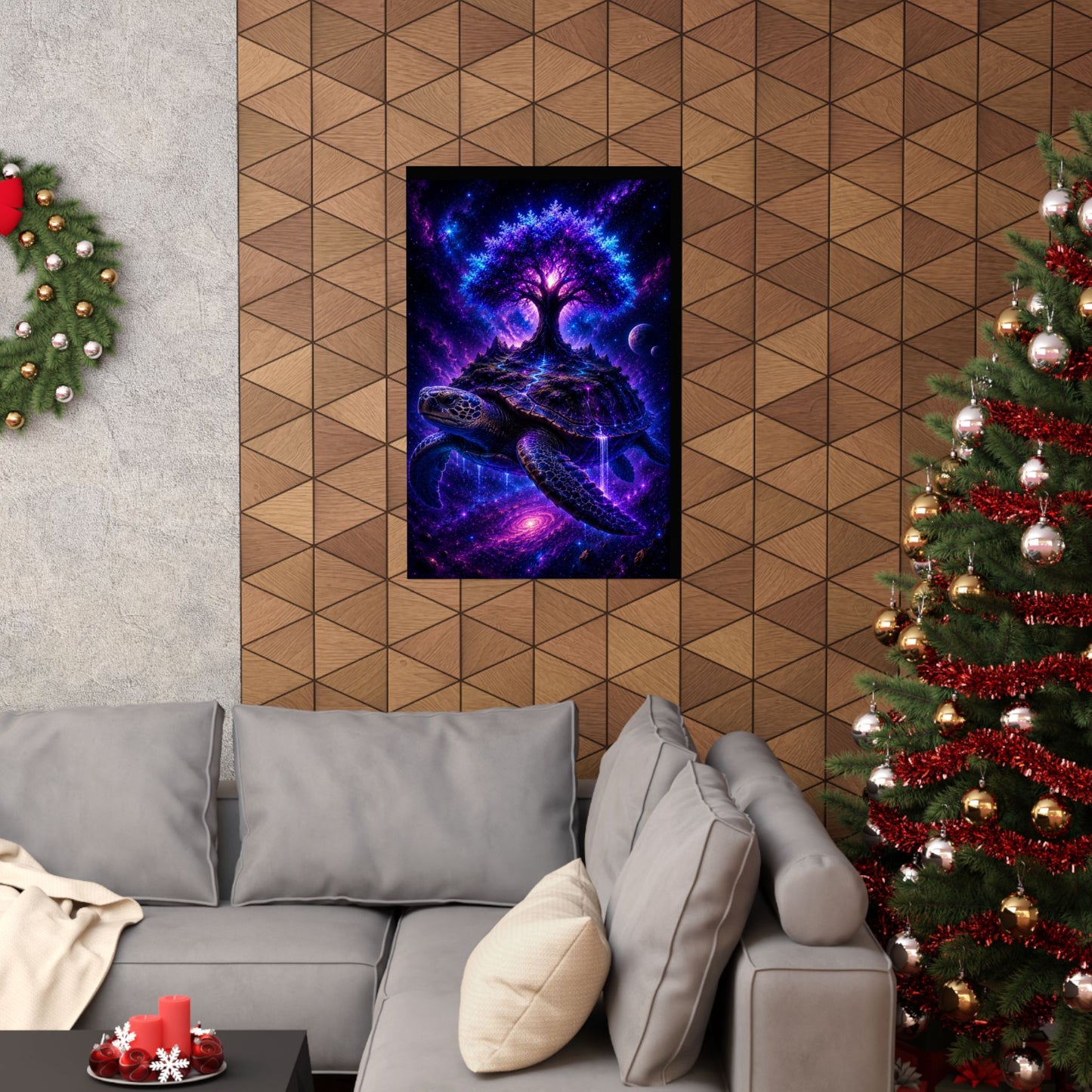 Cosmic Turtle Poster — Mystic Tree on Turtle Shell Matte Vertical Wall Art