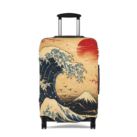 Hokusai Wave Luggage Cover — Vintage Mt. Fuji Travel Protector