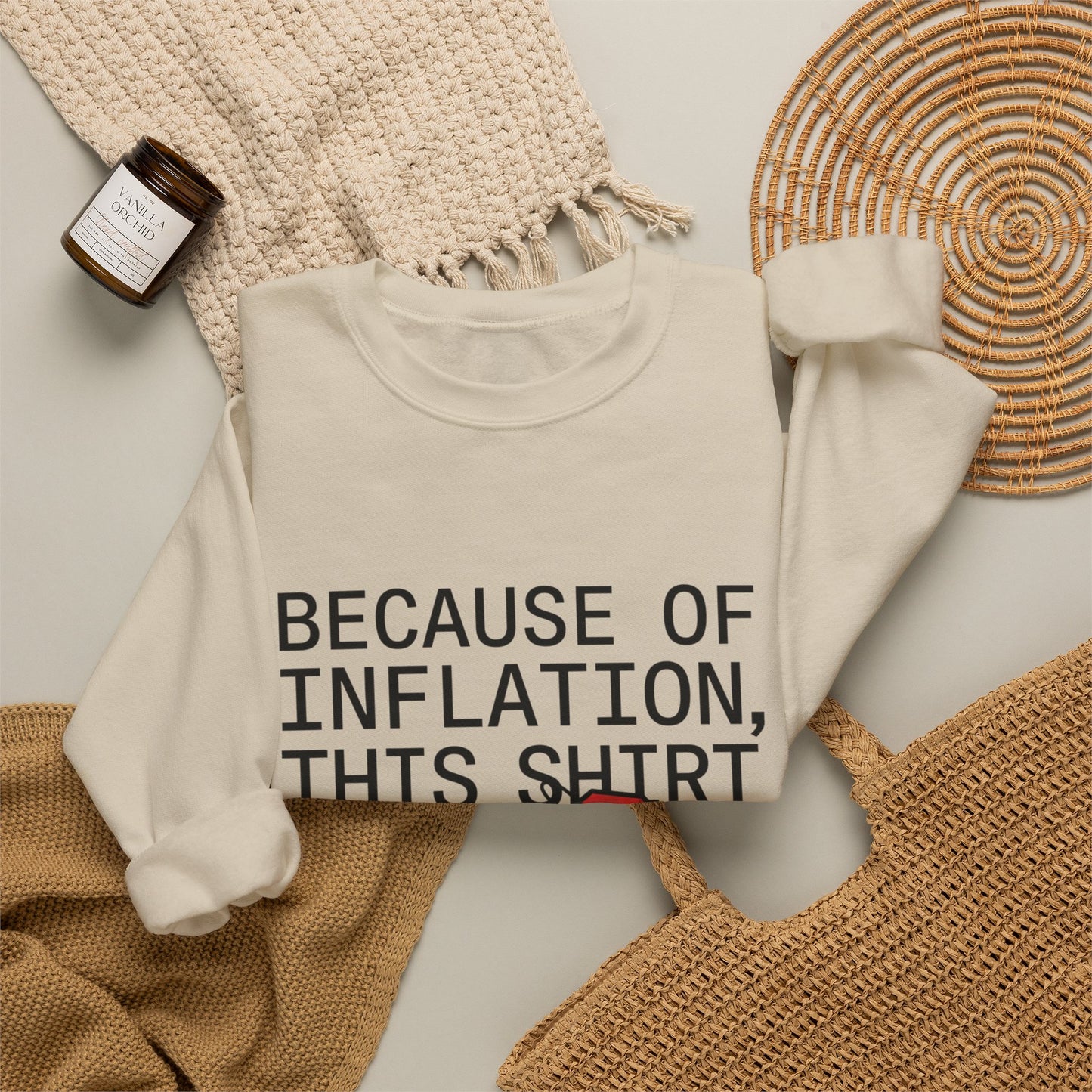 Ironic Money-Tag Text Sweatshirt | meme flex, streetwear satire