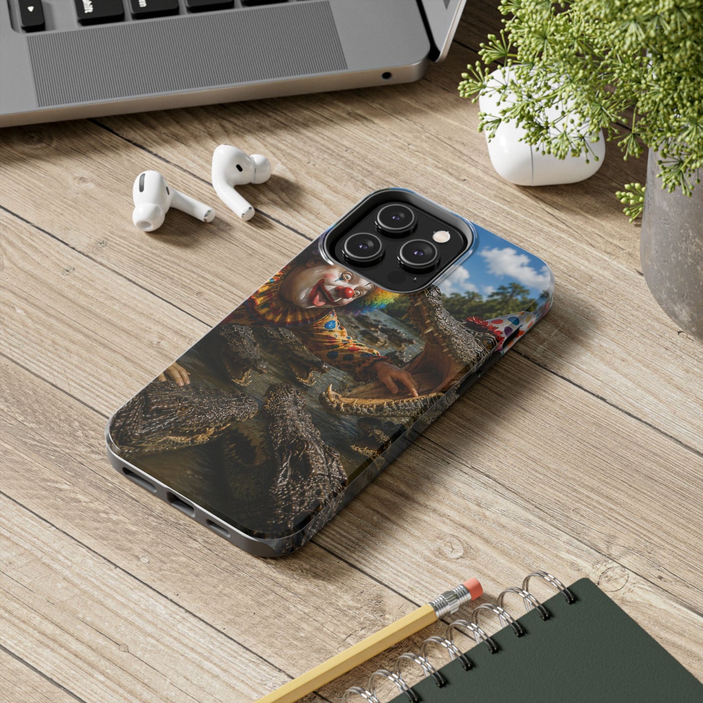 Creepy Clown Alligator Tough Phone Case — Horror Phone Cover for Scary Fans