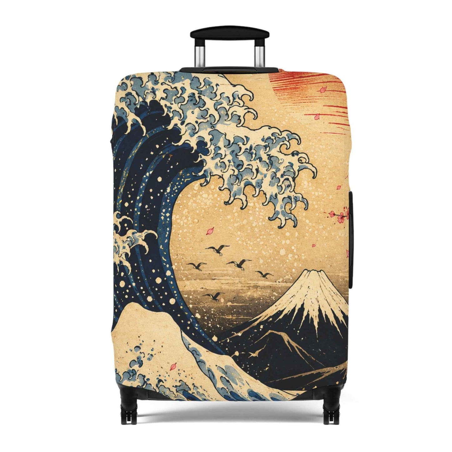 Hokusai Wave Luggage Cover — Vintage Mt. Fuji Travel Protector