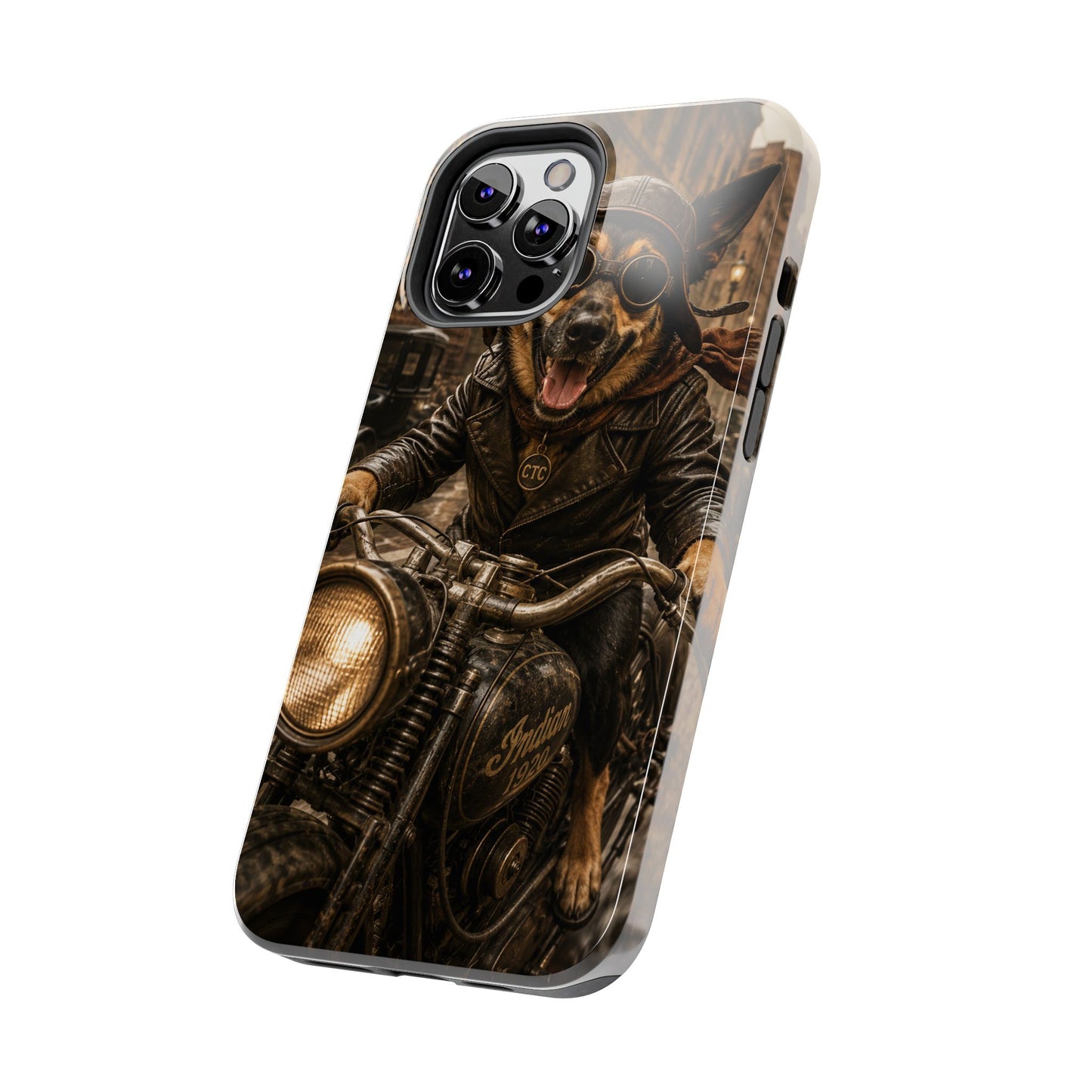 Phone Case — Biker Dog Riding Motorcycle Protective Tough Cover