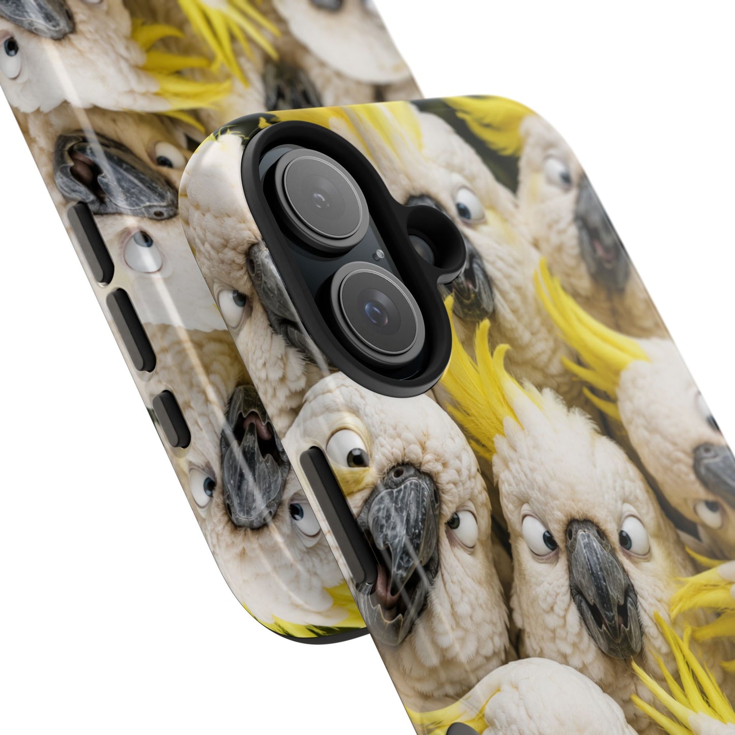 Cockatoo Collage Tough Phone Case — Funny Yellow Crested Bird Protective Phone Cover
