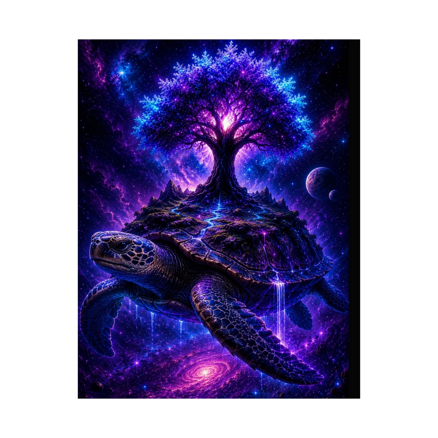 Cosmic Turtle Poster — Mystic Tree on Turtle Shell Matte Vertical Wall Art
