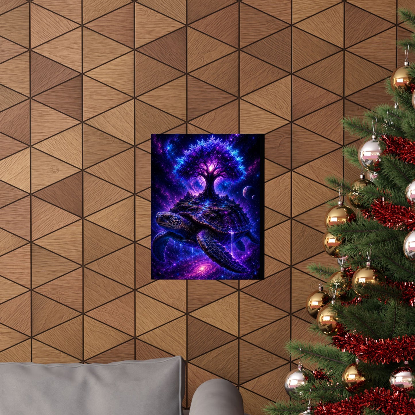 Cosmic Turtle Poster — Mystic Tree on Turtle Shell Matte Vertical Wall Art