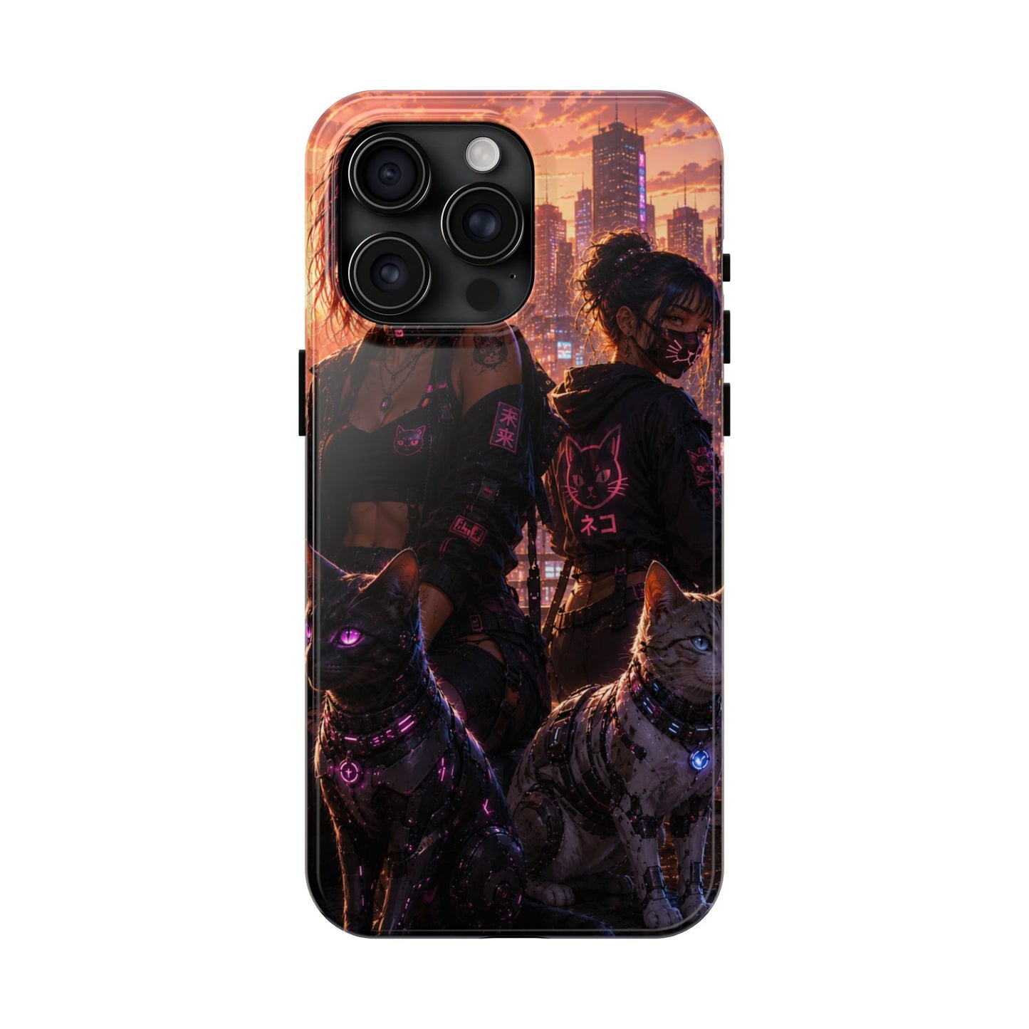 Cyberpunk Pack: Tough Phone Case with Neon Panther & City Sunset