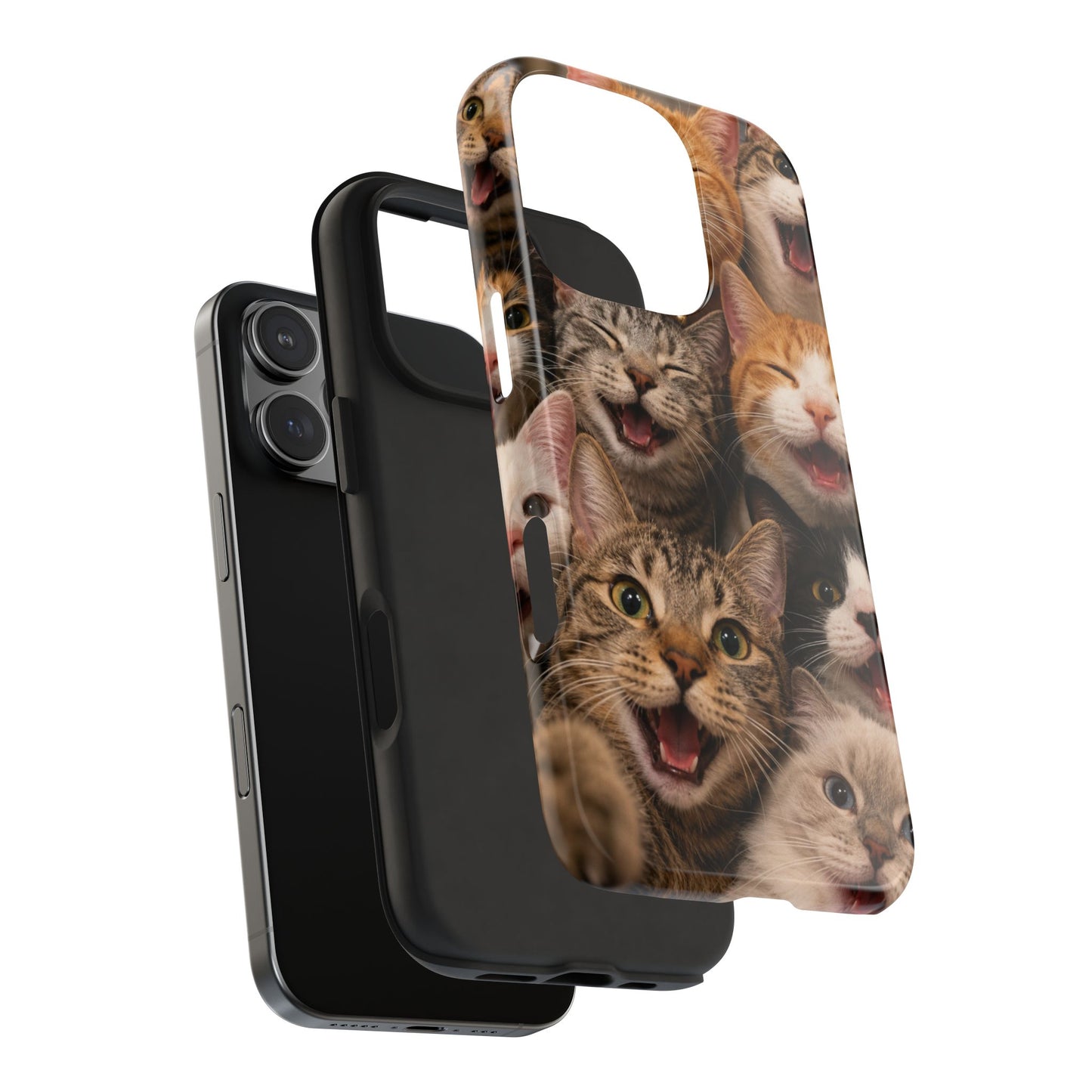 Tough Smiling Cats Collage Phone Case – Cute Cat Faces for iPhone