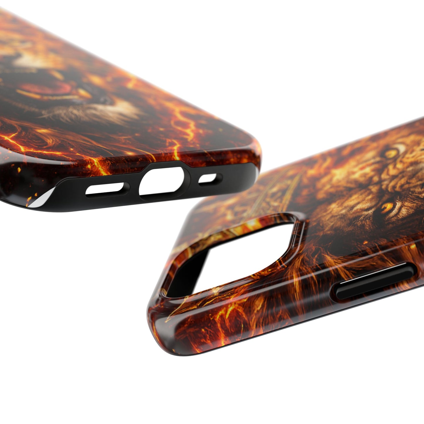 Fiery Lion King Tough Phone Case — Protective iPhone Case with Roaring Crown Design