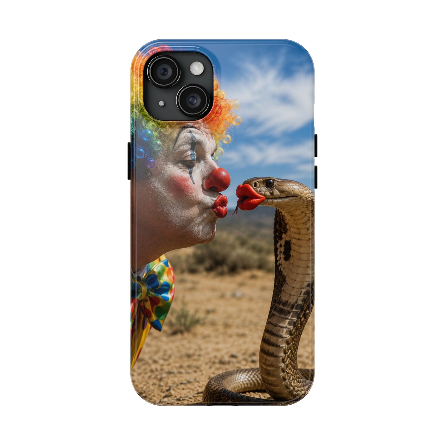 Clown & Cobra Tough Phone Case — Funny Kiss Design, Shockproof Protective Cover