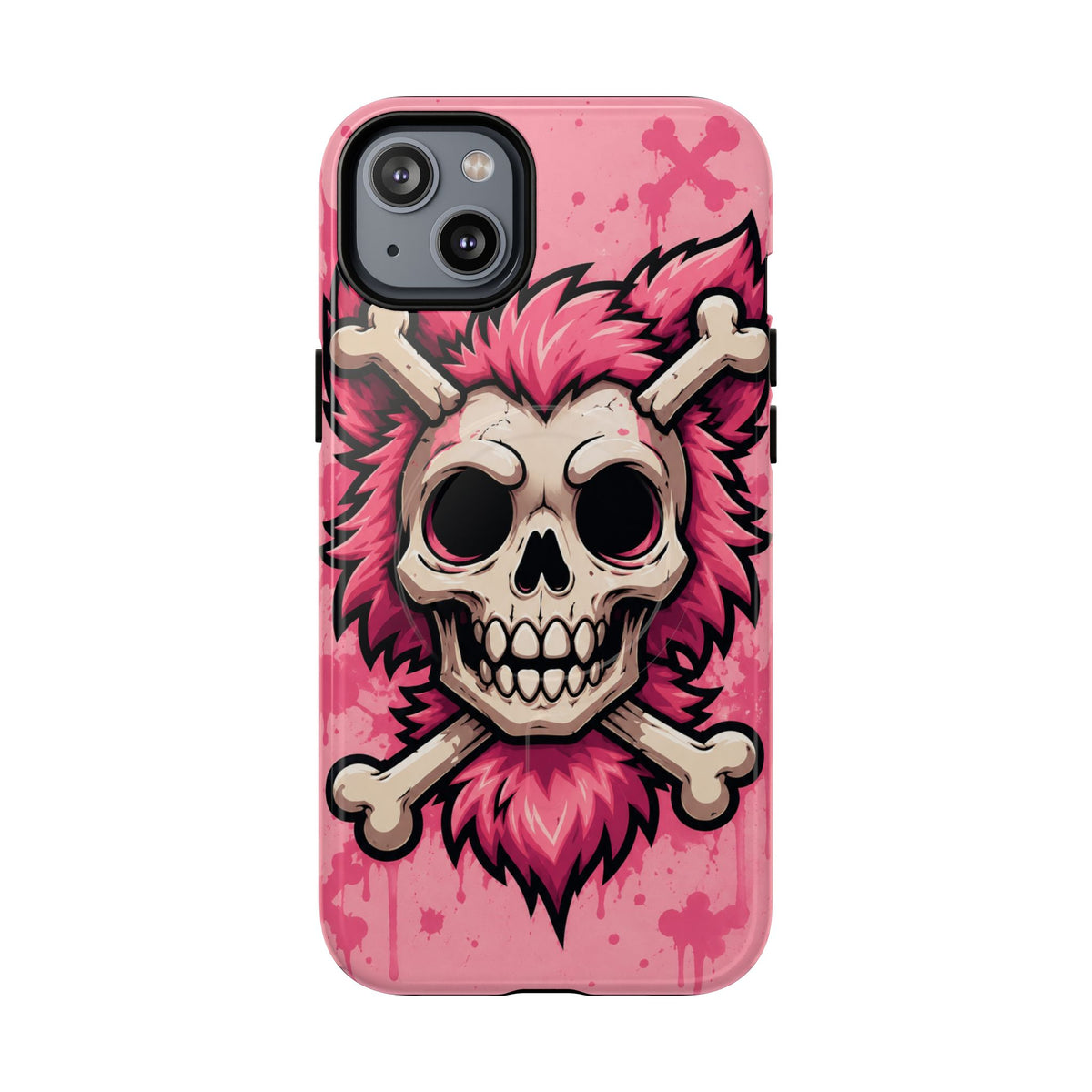 Pink Skull & Crossbones Tough Magnetic Phone Case — Punk Rock Protective Cover