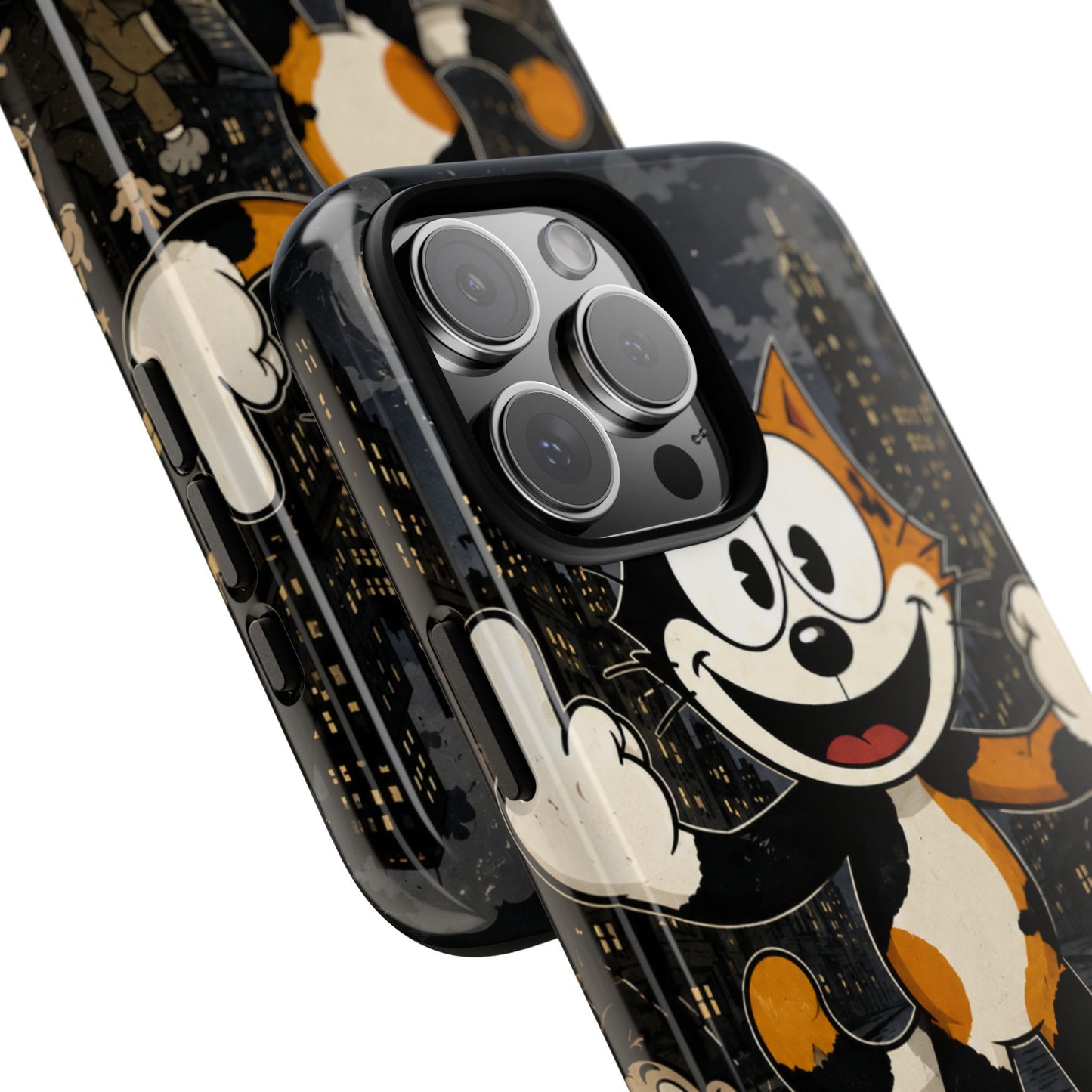 Vintage Cartoon Cat Phone Case — Edgy Felix-Style Illustration