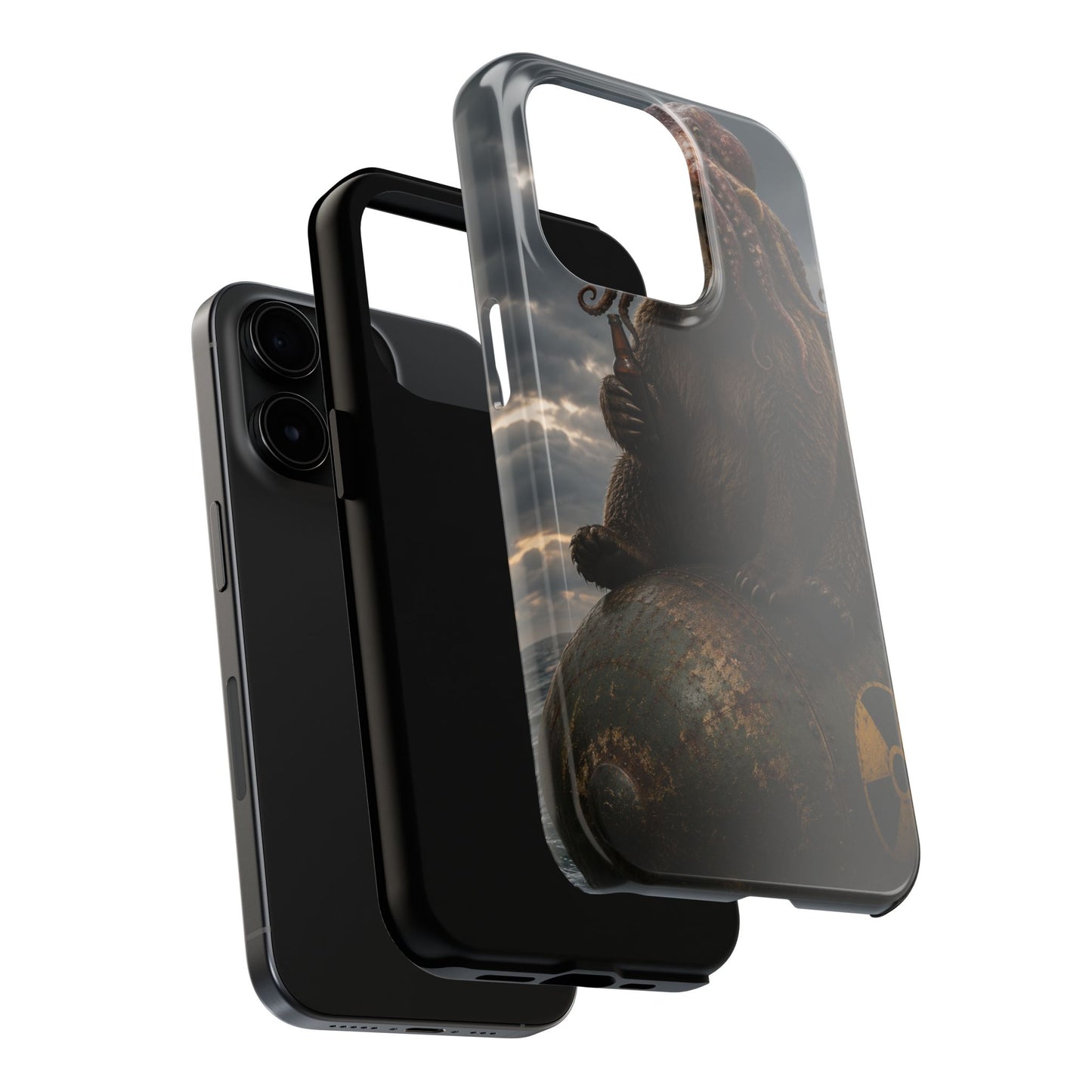Tough Phone Case — Post‑Apocalyptic Bear with Octopus Helmet on Nuclear Bomb