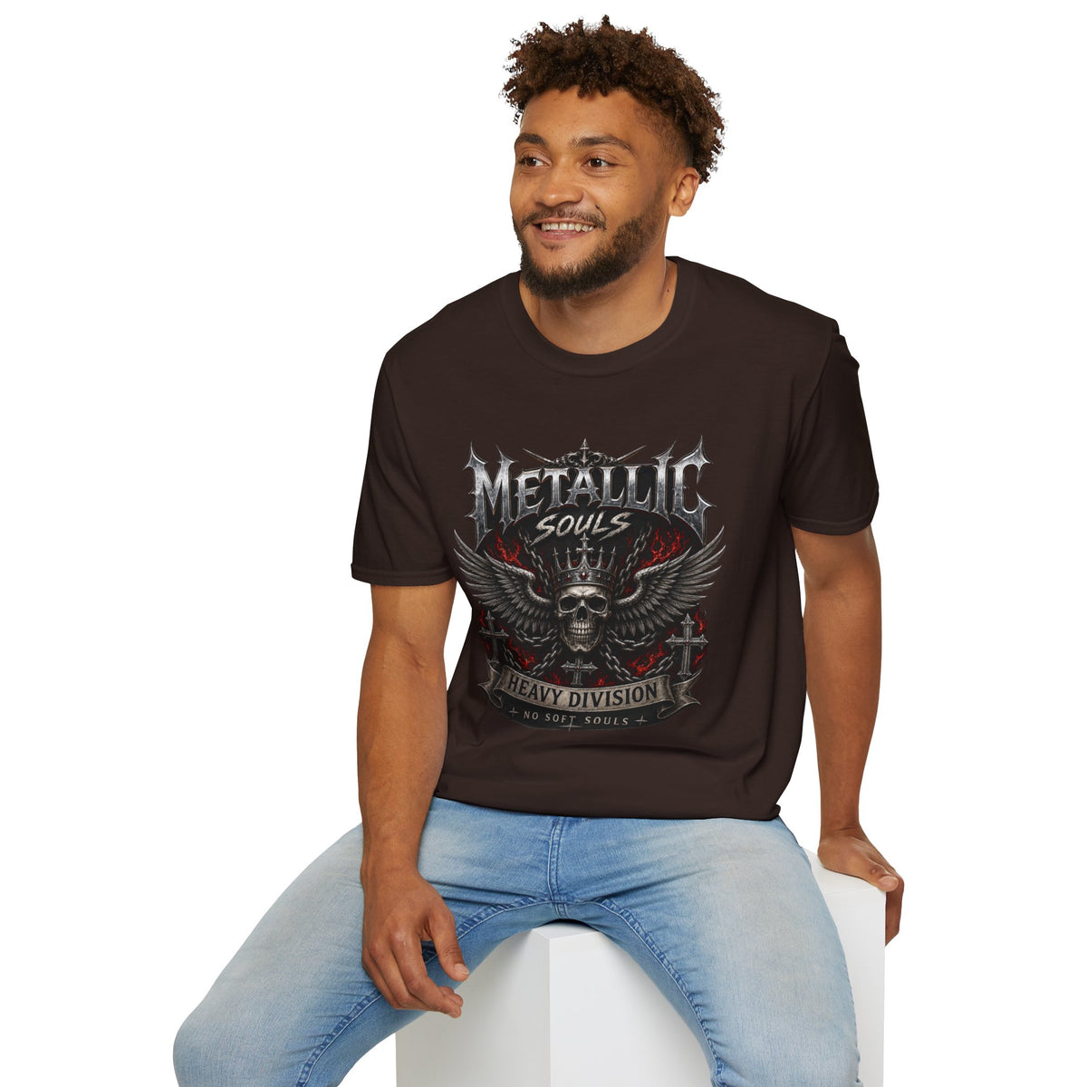 Metallic Souls Graphic T-Shirt — Gothic Skull & Wings Heavy Metal Tee
