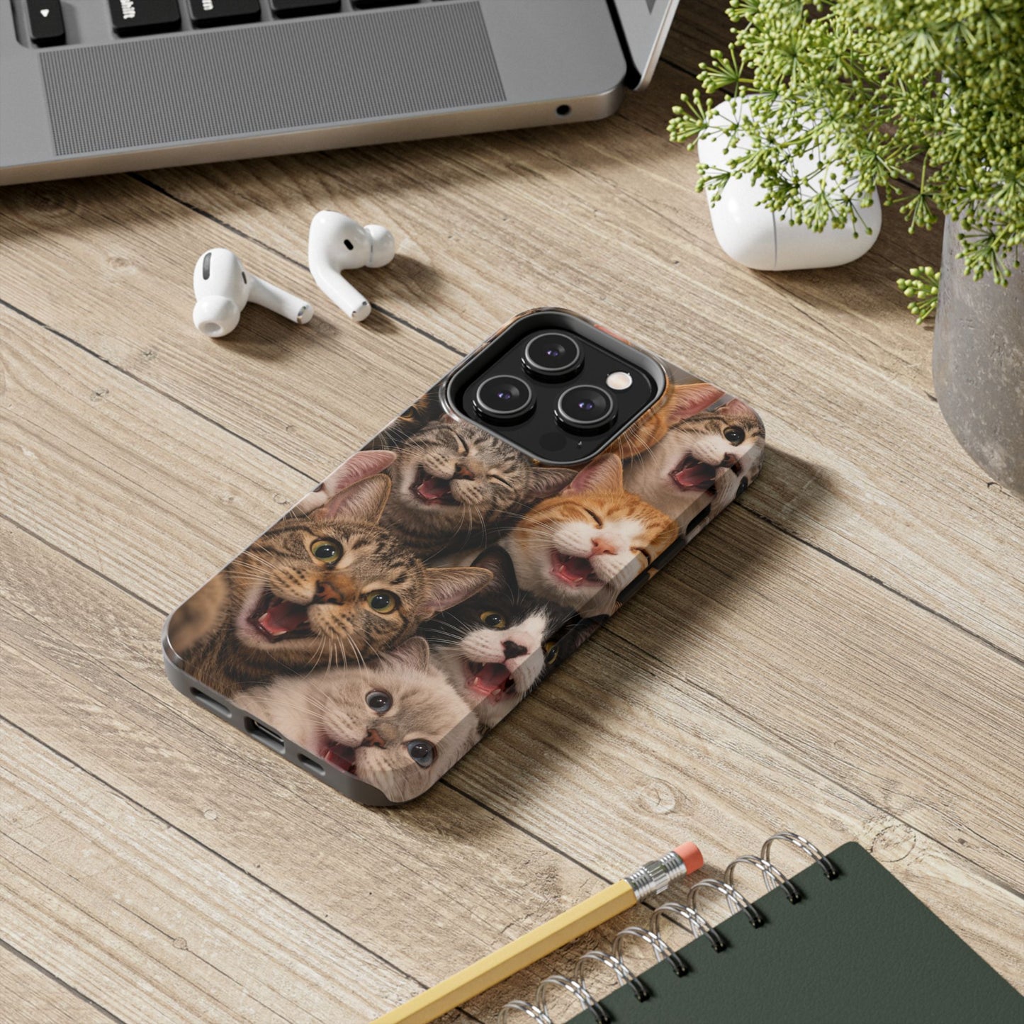 Tough Smiling Cats Collage Phone Case – Cute Cat Faces for iPhone