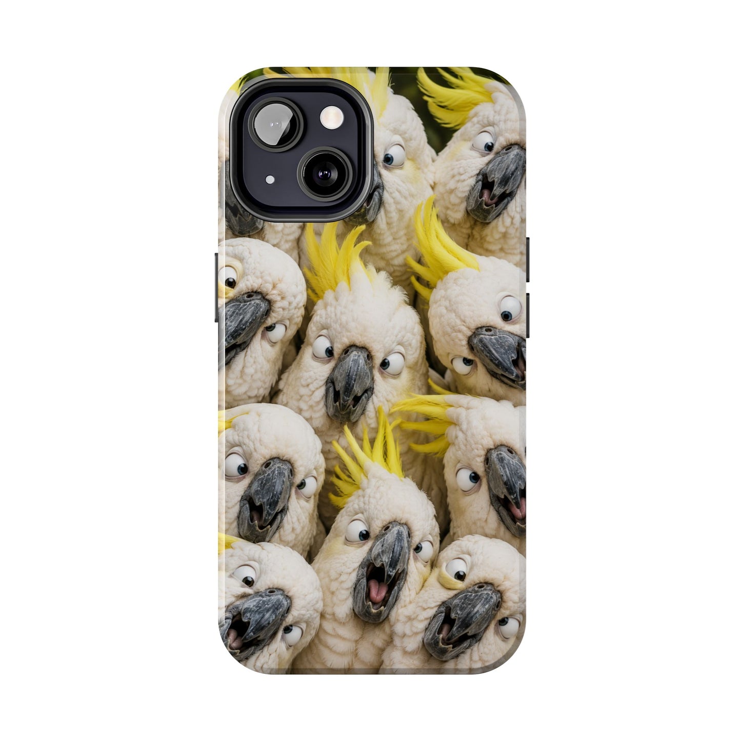 Cockatoo Collage Tough Phone Case — Funny Yellow Crested Bird Protective Phone Cover