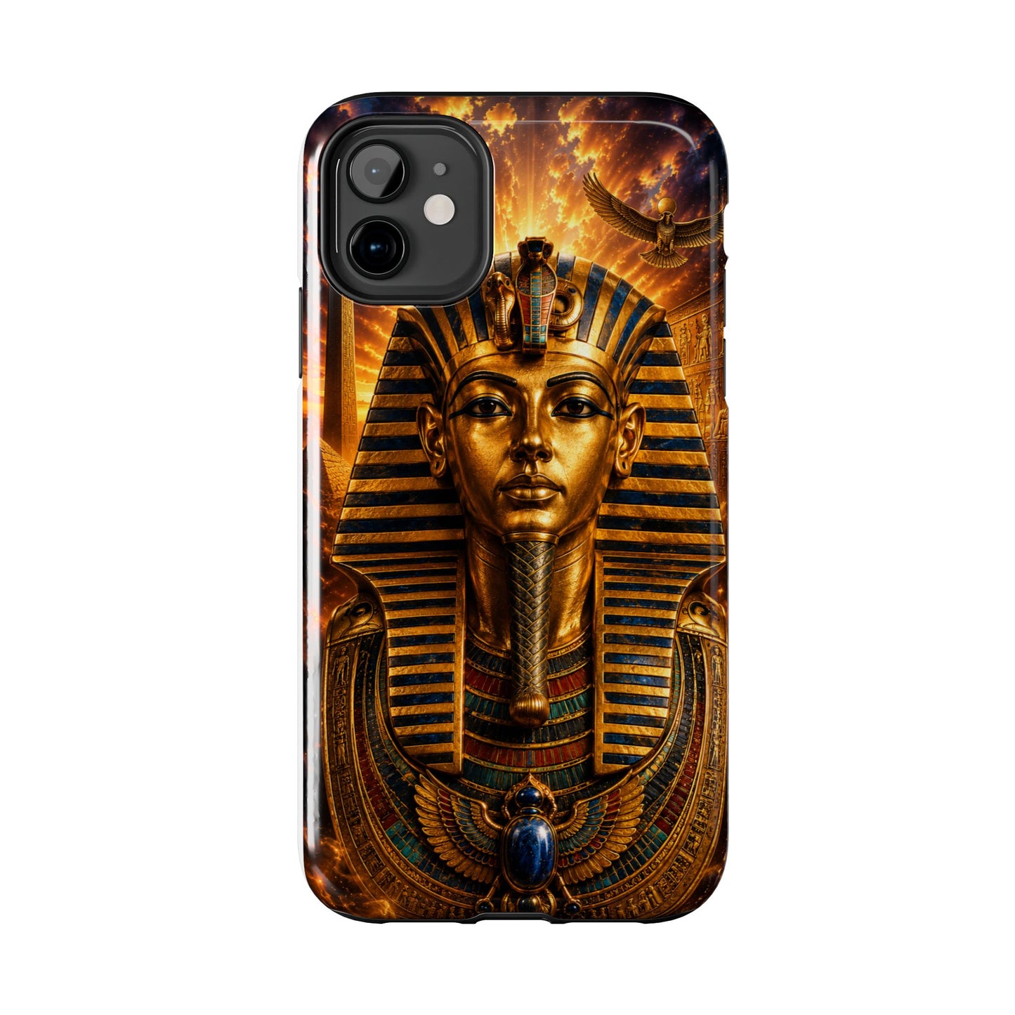 Egyptian Pharaoh Tough Phone Case — Protective Golden Tutankhamun Design