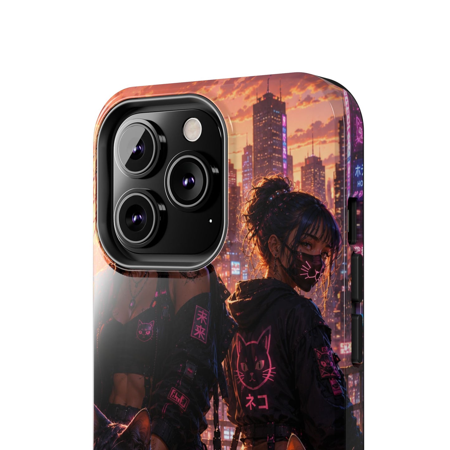 Cyberpunk Pack: Tough Phone Case with Neon Panther & City Sunset