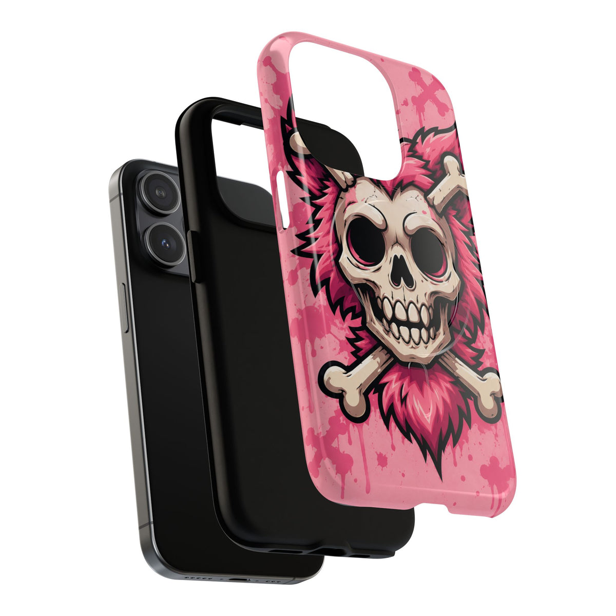 Pink Skull & Crossbones Tough Magnetic Phone Case — Punk Rock Protective Cover