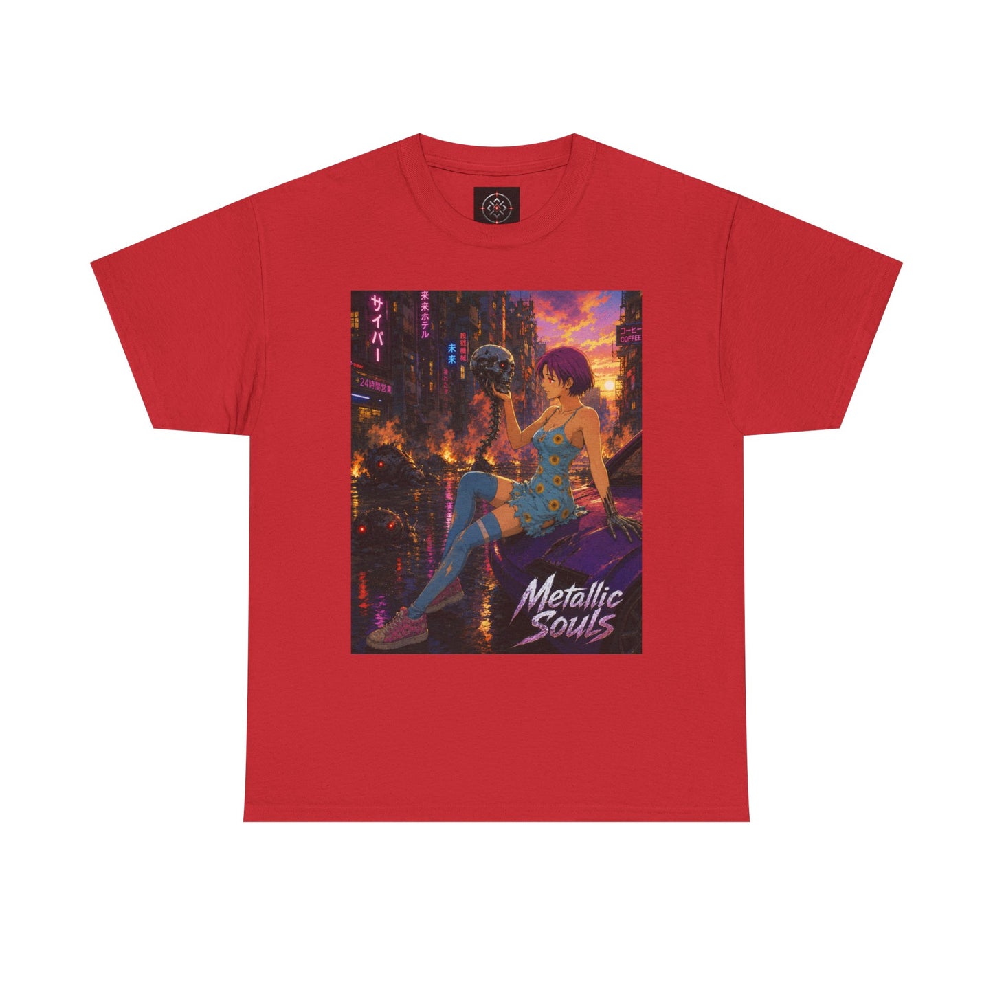 Metallic Souls Tee — Cyberpunk Anime Graphic T-Shirt