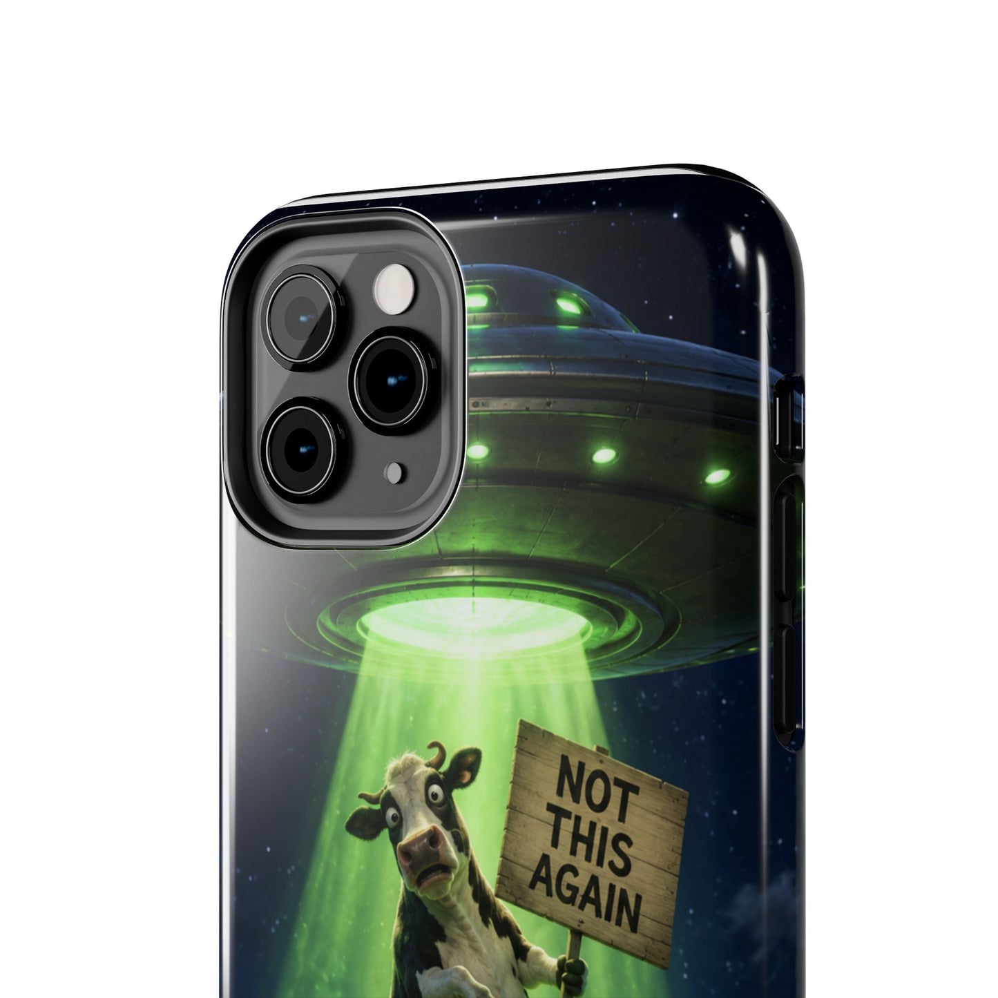 Phone Case — Funny Alien Abduction Cow Design ("Not This Again")