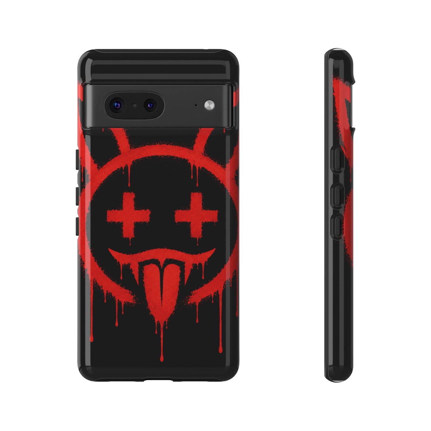 Phone Case - Metallic Souls Red Drip Smiley Graffiti Design