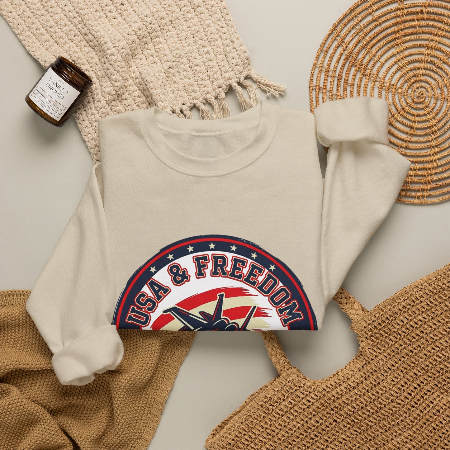 USA & Freedom Crewneck Sweatshirt | patriotic, faith-based vintage Americana