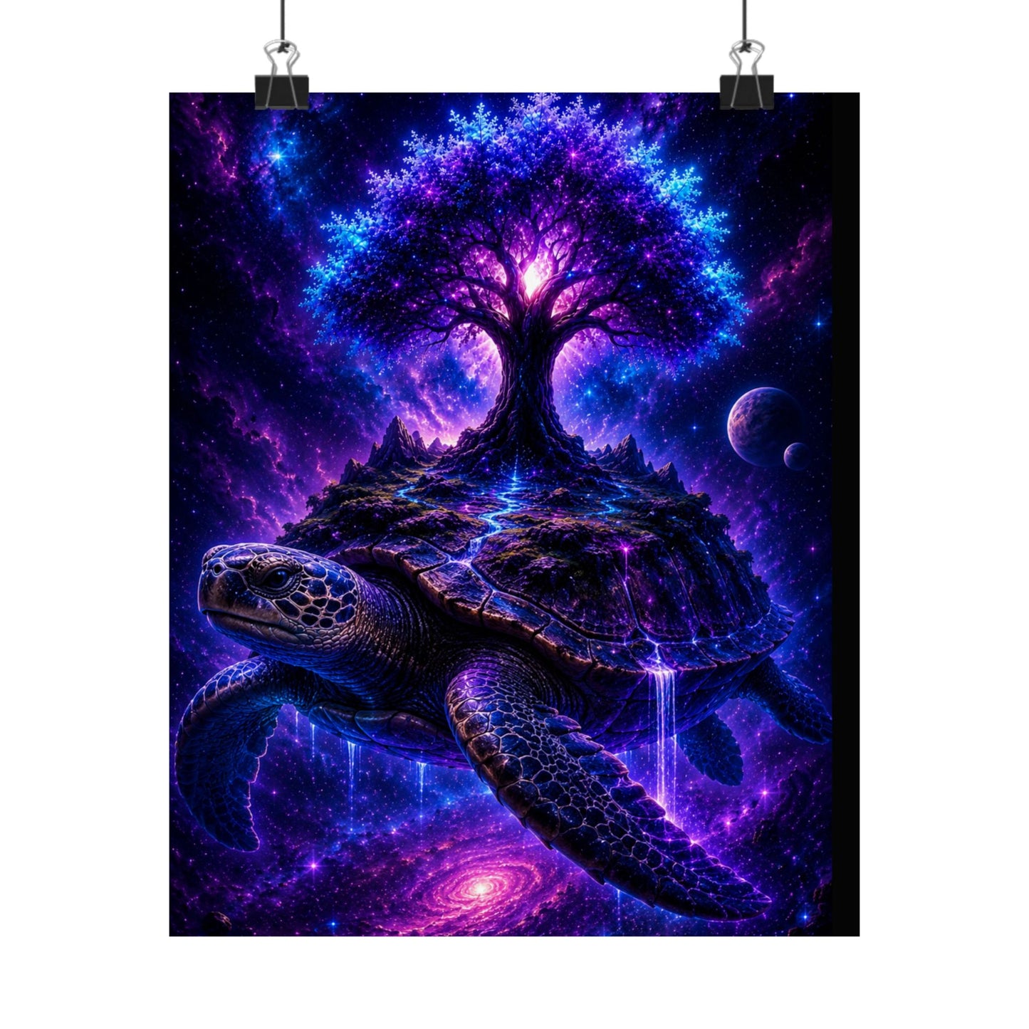 Cosmic Turtle Poster — Mystic Tree on Turtle Shell Matte Vertical Wall Art