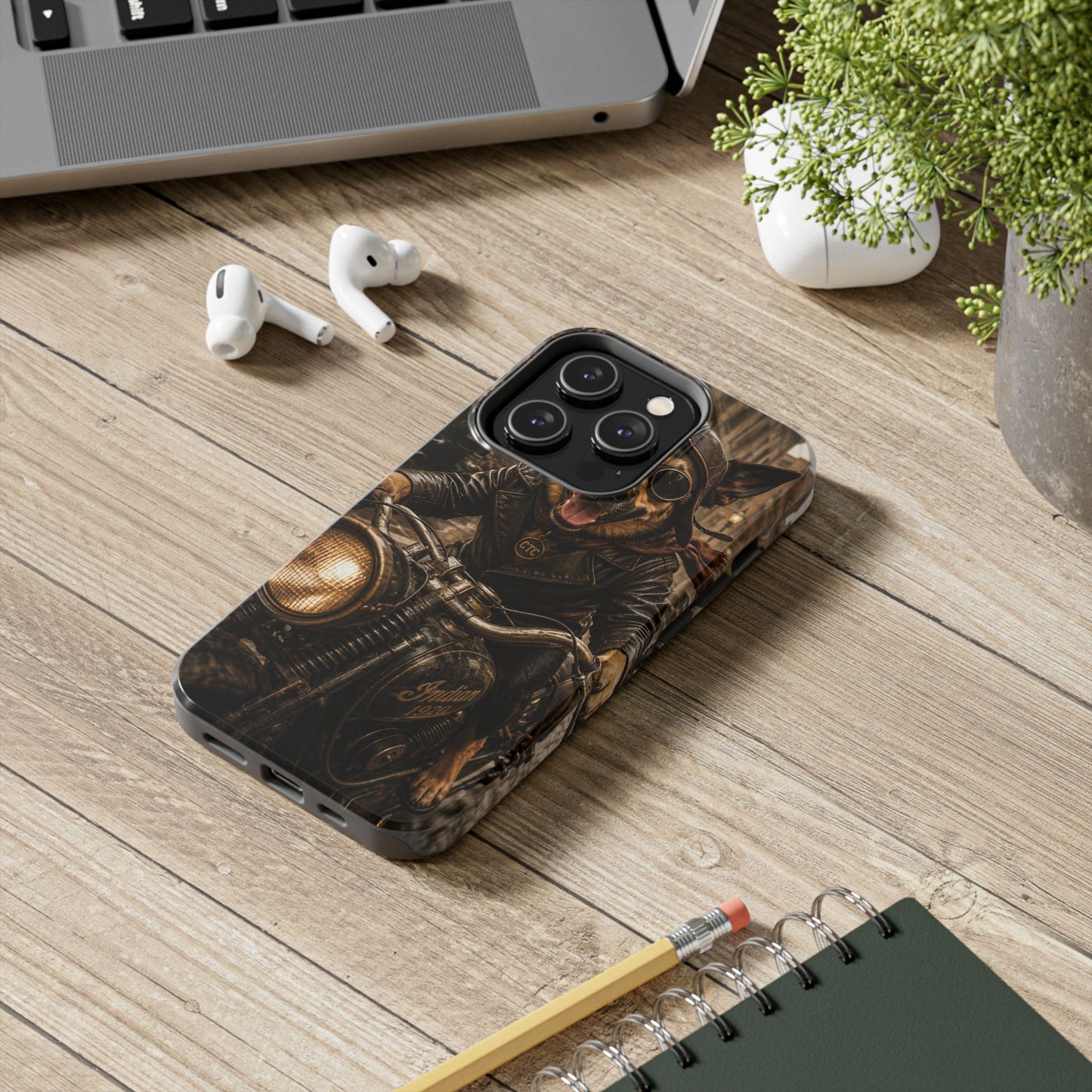 Phone Case — Biker Dog Riding Motorcycle Protective Tough Cover