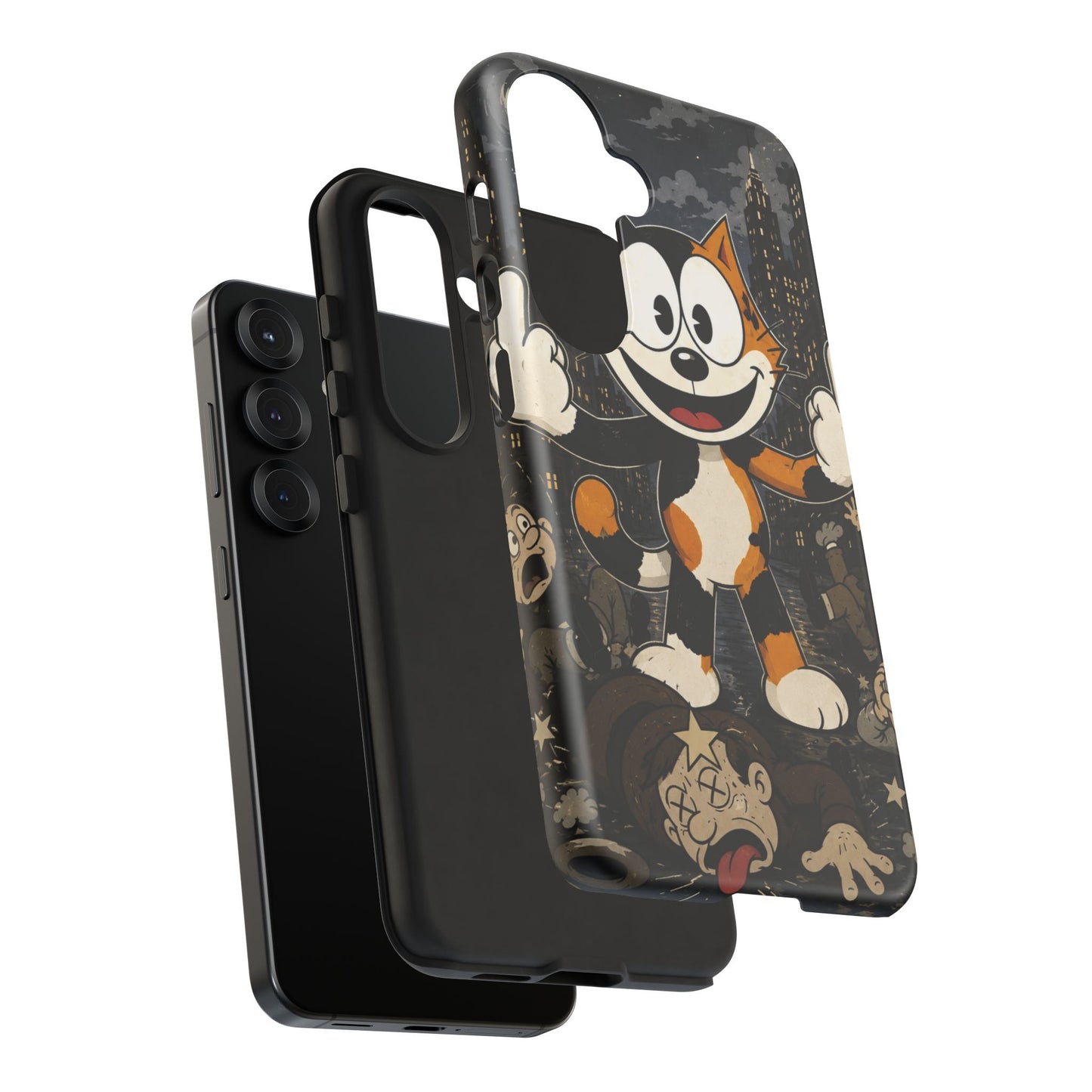 Vintage Cartoon Cat Phone Case — Edgy Felix-Style Illustration