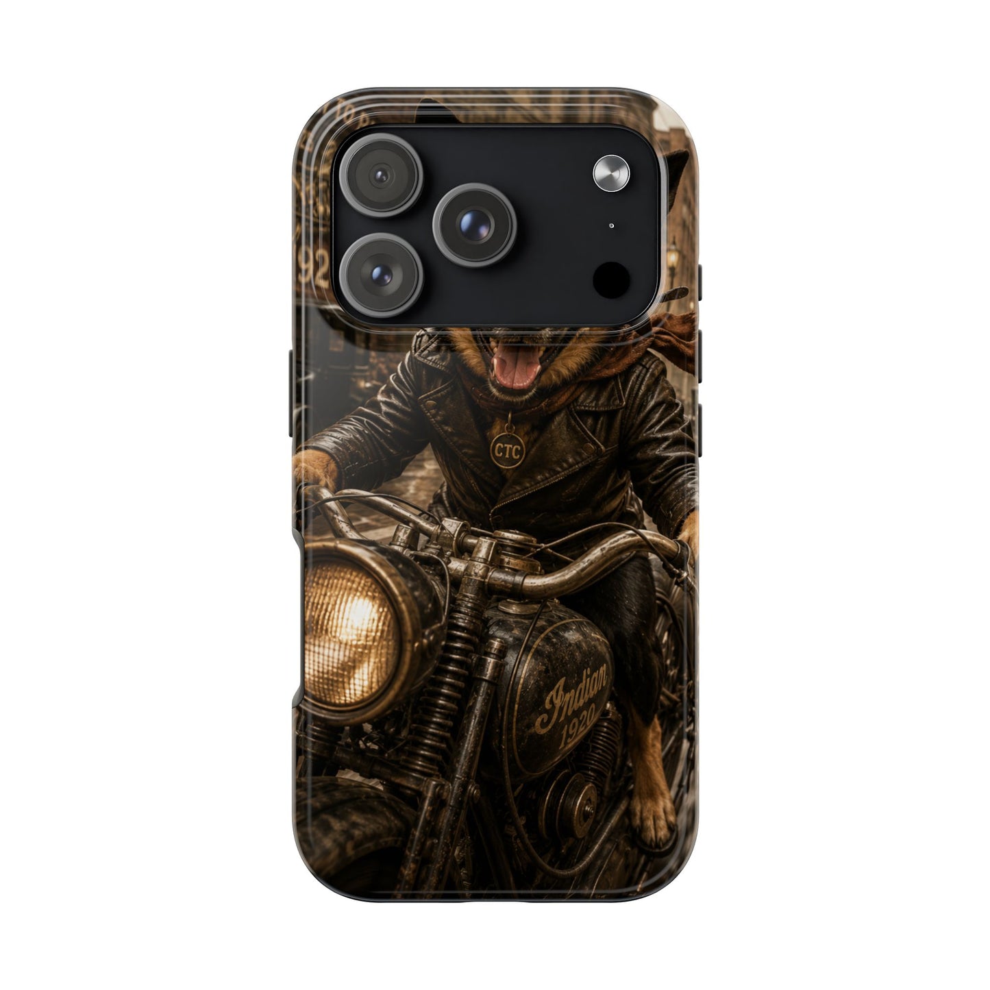 Phone Case — Biker Dog Riding Motorcycle Protective Tough Cover