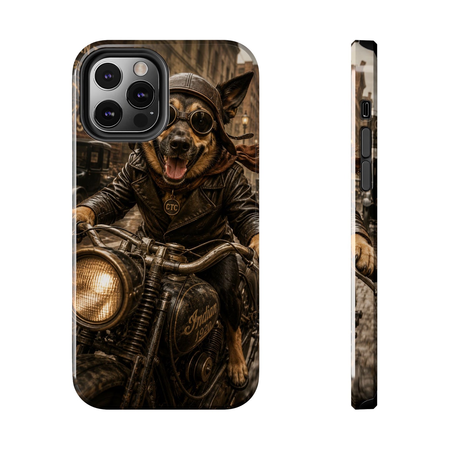 Phone Case — Biker Dog Riding Motorcycle Protective Tough Cover