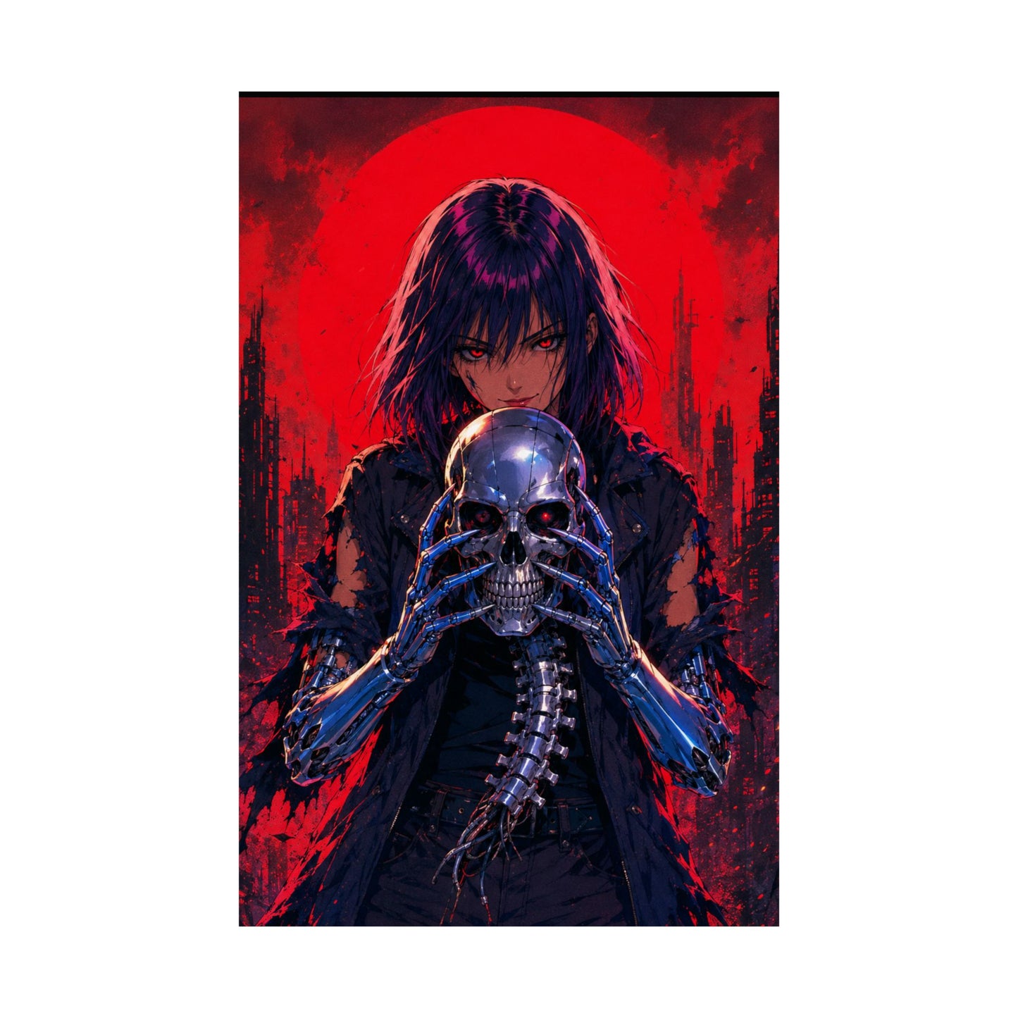 Metallic Souls Skull Poster — Gothic Anime Matte Vertical Wall Art