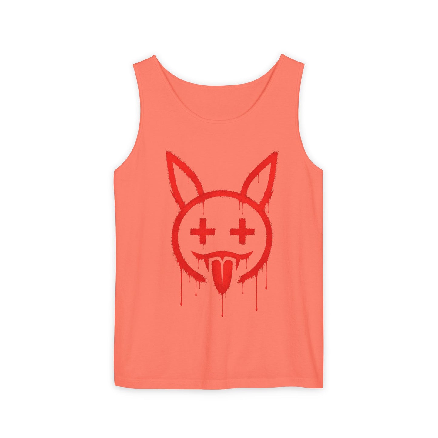 Graffiti Bunny Drip Tank Top,  Distressed Red Stencil Graphic