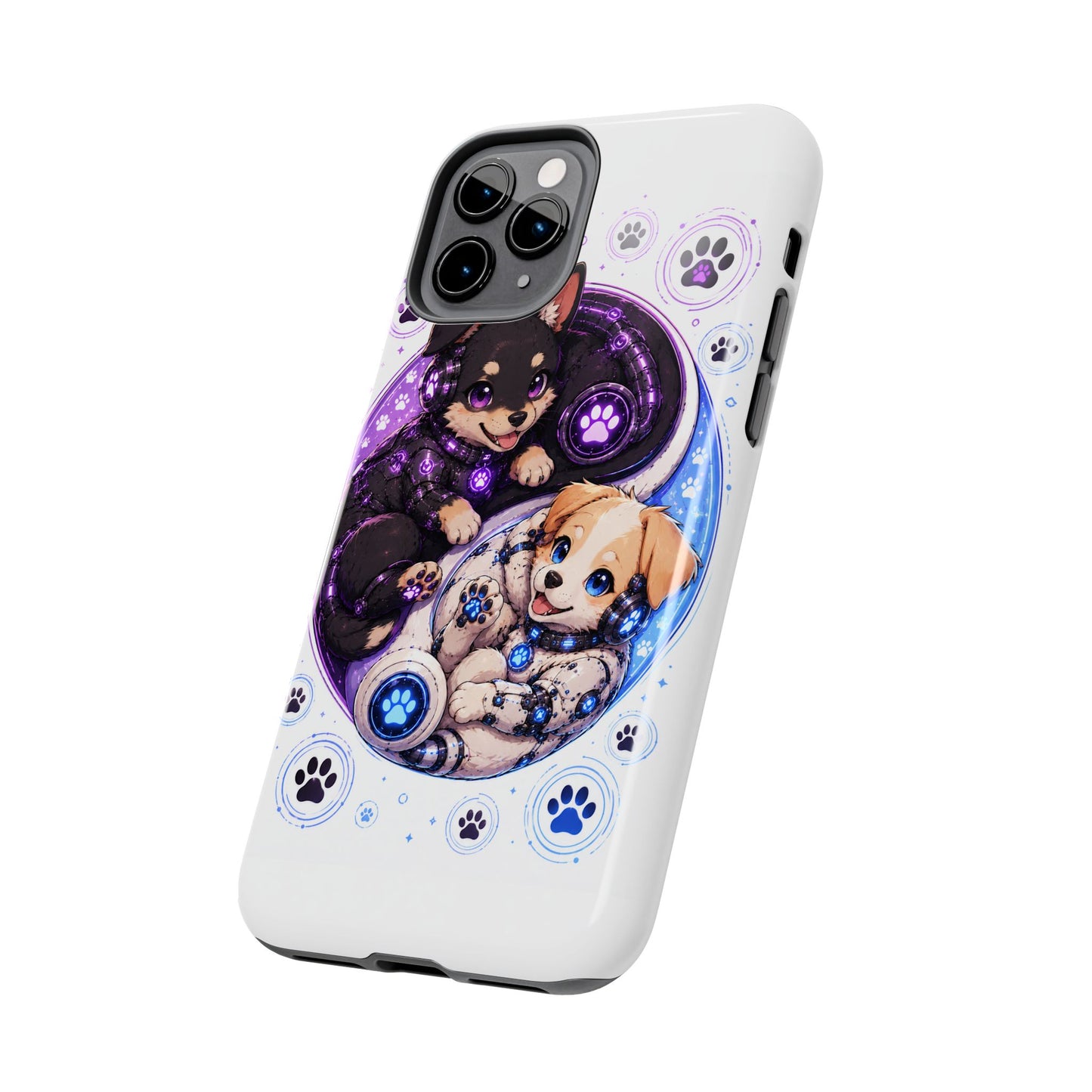 Yin Yang Puppy Tough Phone Case — Cute Paw Print Dog Protector