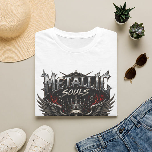 Metallic Souls Graphic T-Shirt — Gothic Skull & Wings Heavy Metal Tee