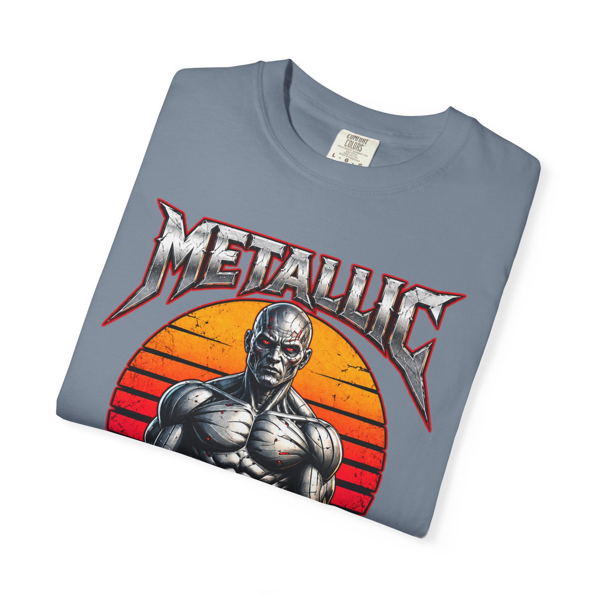 Metallic Souls T-Shirt — Retro Sunset Muscular Warrior Graphic Tee