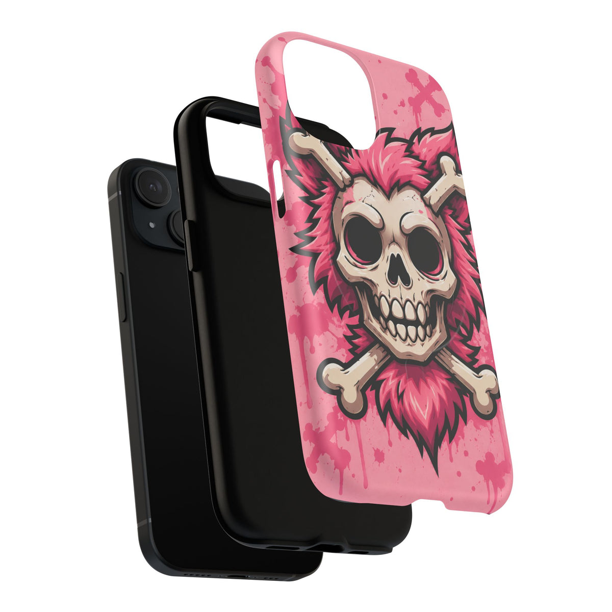 Pink Skull & Crossbones Tough Magnetic Phone Case — Punk Rock Protective Cover