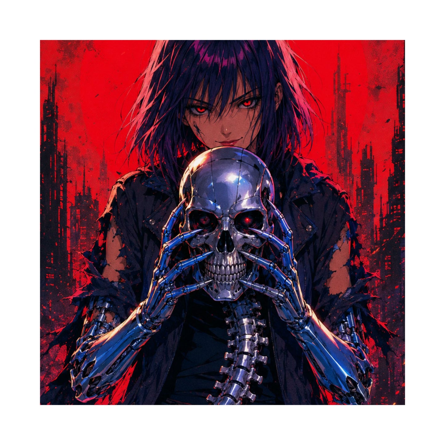 Metallic Souls Skull Poster — Gothic Anime Matte Vertical Wall Art