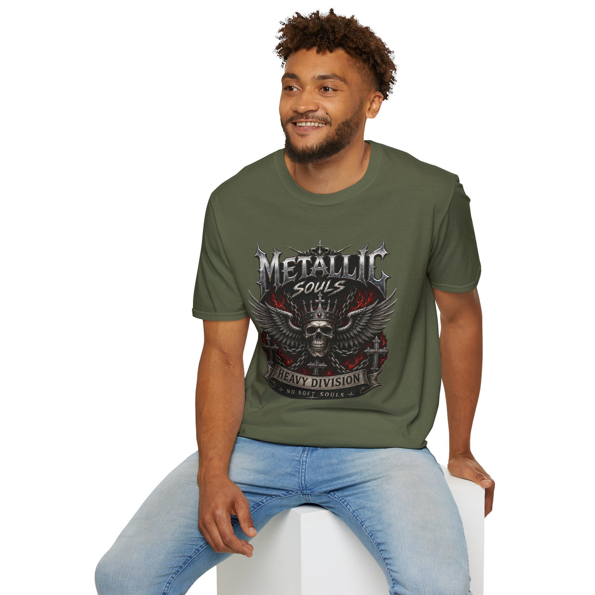 Metallic Souls Graphic T-Shirt — Gothic Skull & Wings Heavy Metal Tee