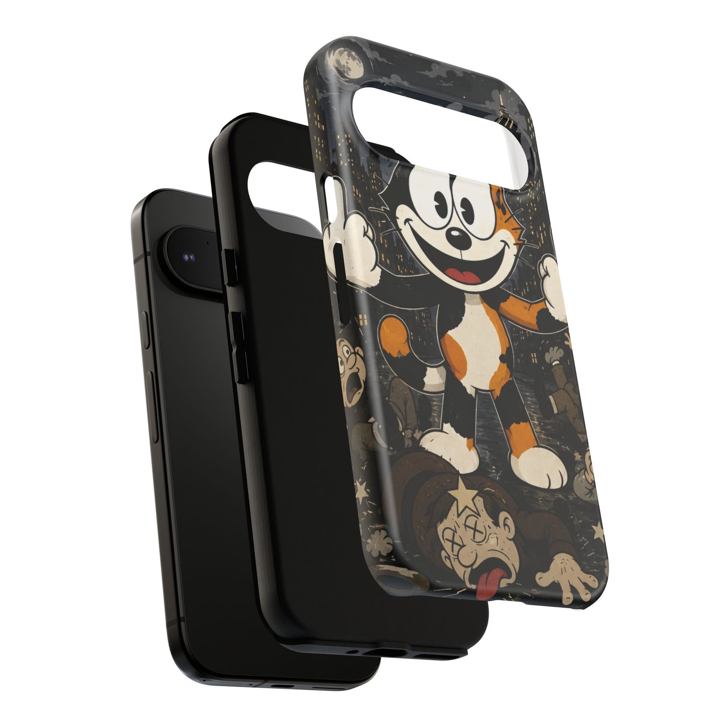 Vintage Cartoon Cat Phone Case — Edgy Felix-Style Illustration