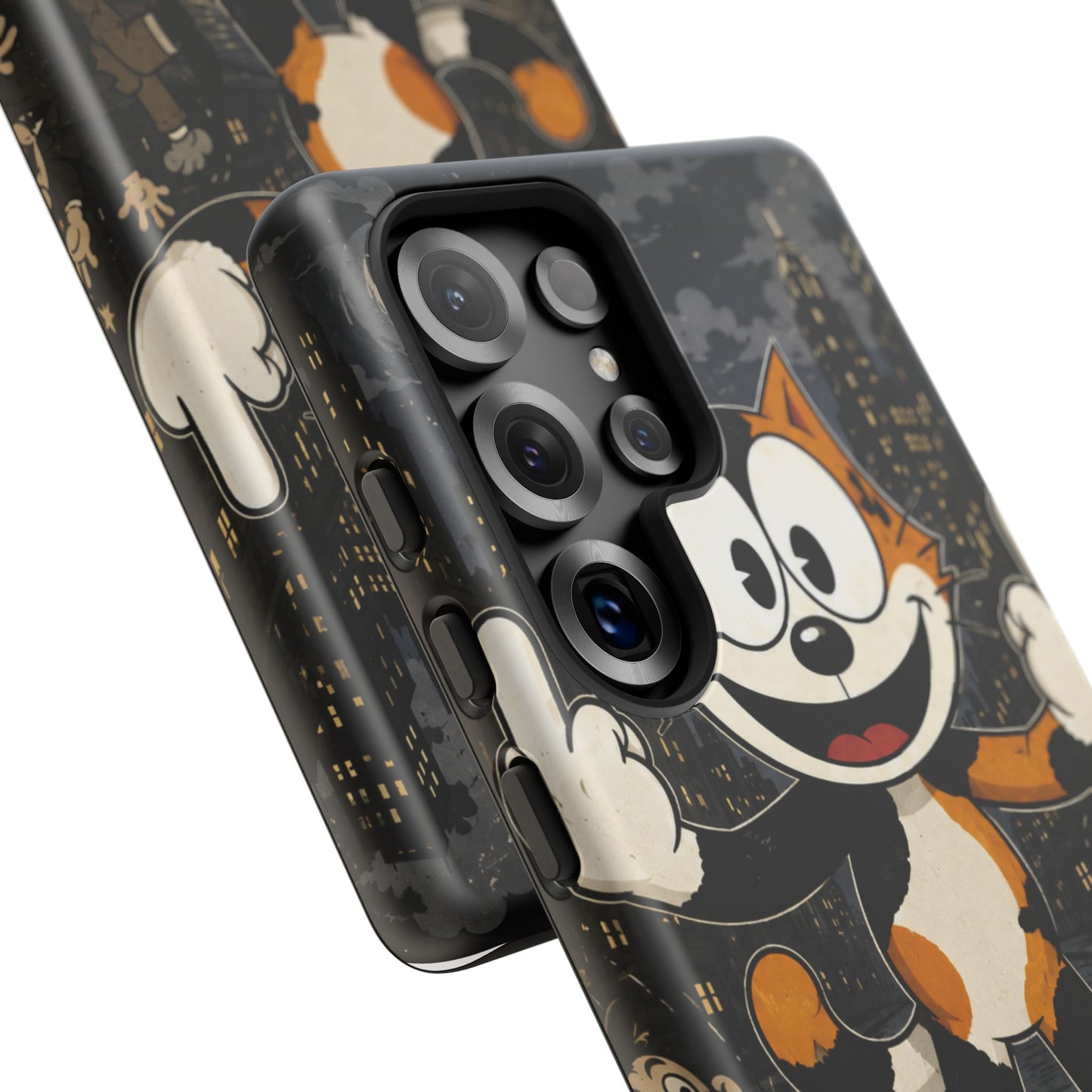 Vintage Cartoon Cat Phone Case — Edgy Felix-Style Illustration